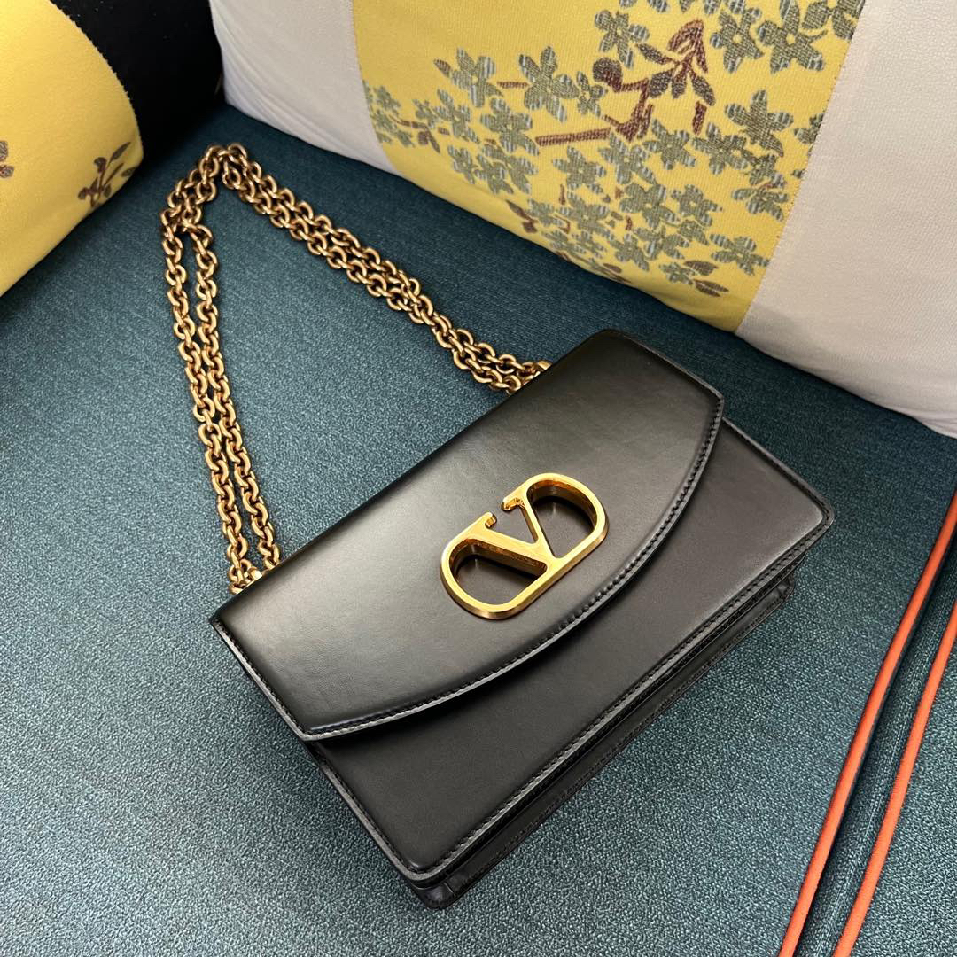 Valentino VAIN Shiny Calfskin Leather Handbag