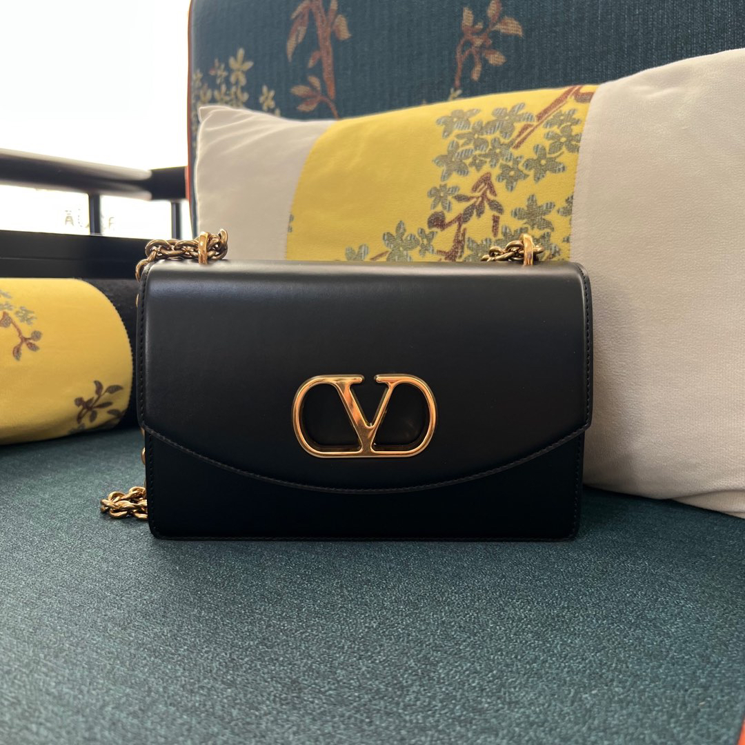 Valentino VAIN Shiny Calfskin Leather Handbag
