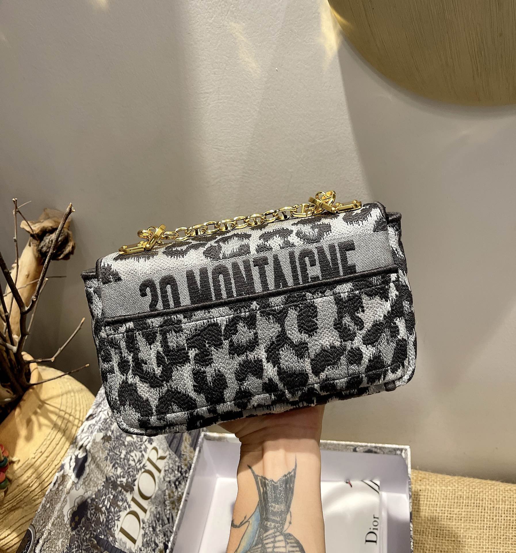 Dior Black Panther Motif Montaigne Bag