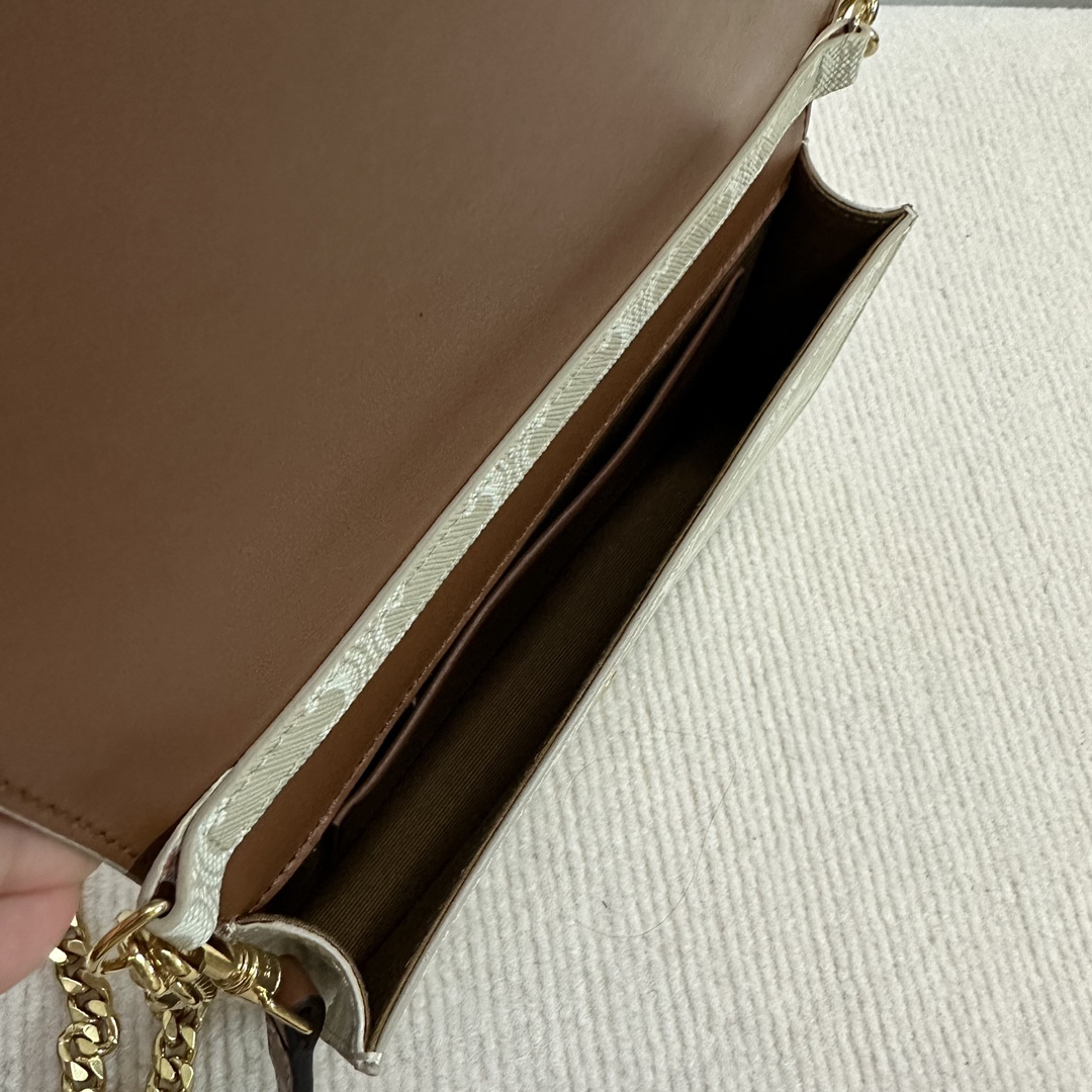 Celine Triomphe Canvas Crinkled Calf Bag