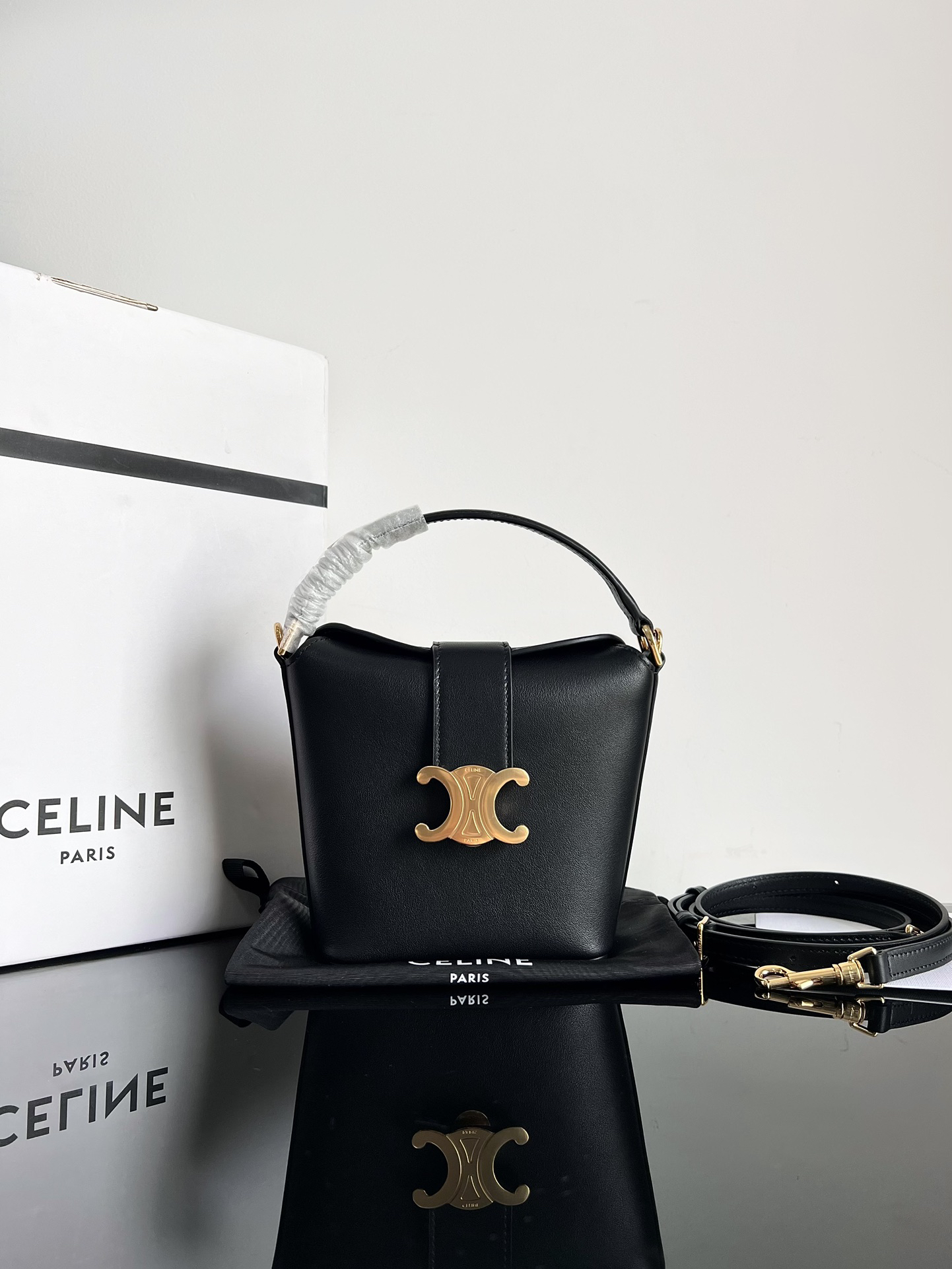 Celine Triomphe Mini Smooth Calfskin Bucket Bag