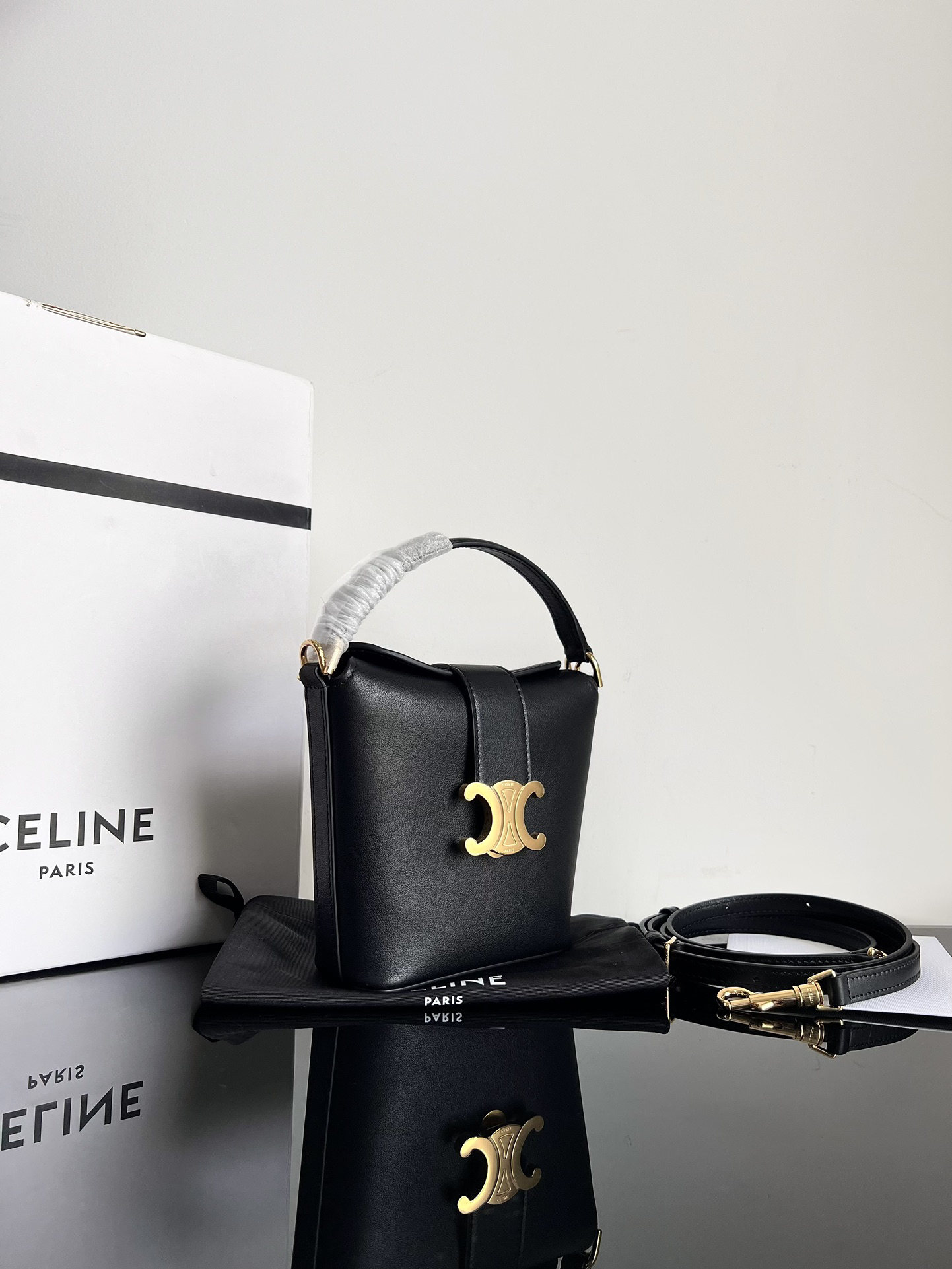 Celine Triomphe Mini Smooth Calfskin Bucket Bag