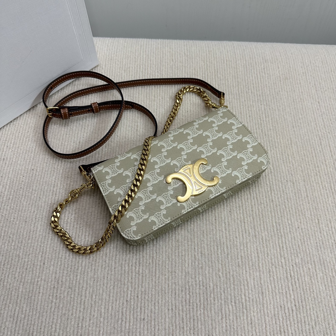 Celine Triomphe Canvas Crinkled Calf Bag