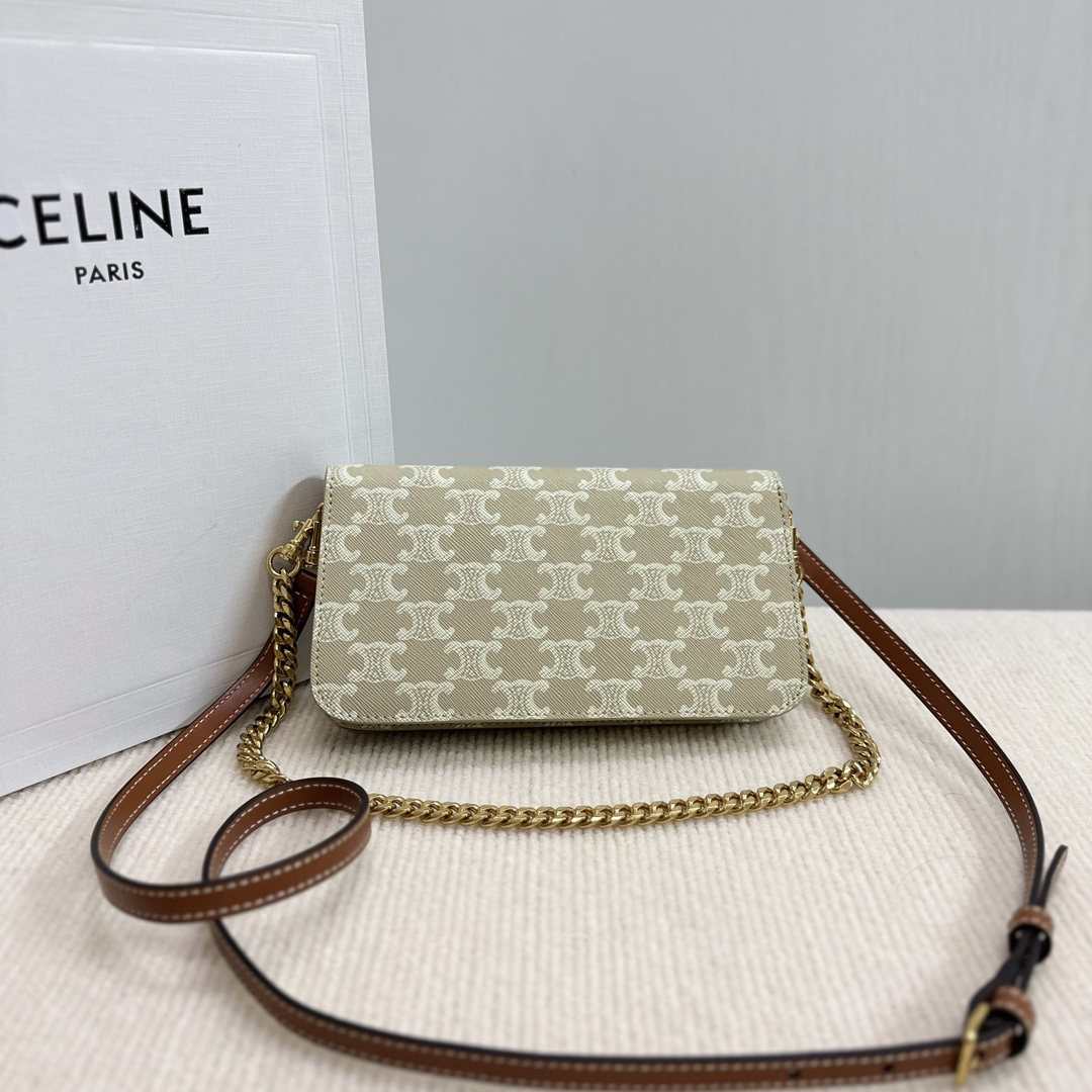 Celine Triomphe Canvas Crinkled Calf Bag