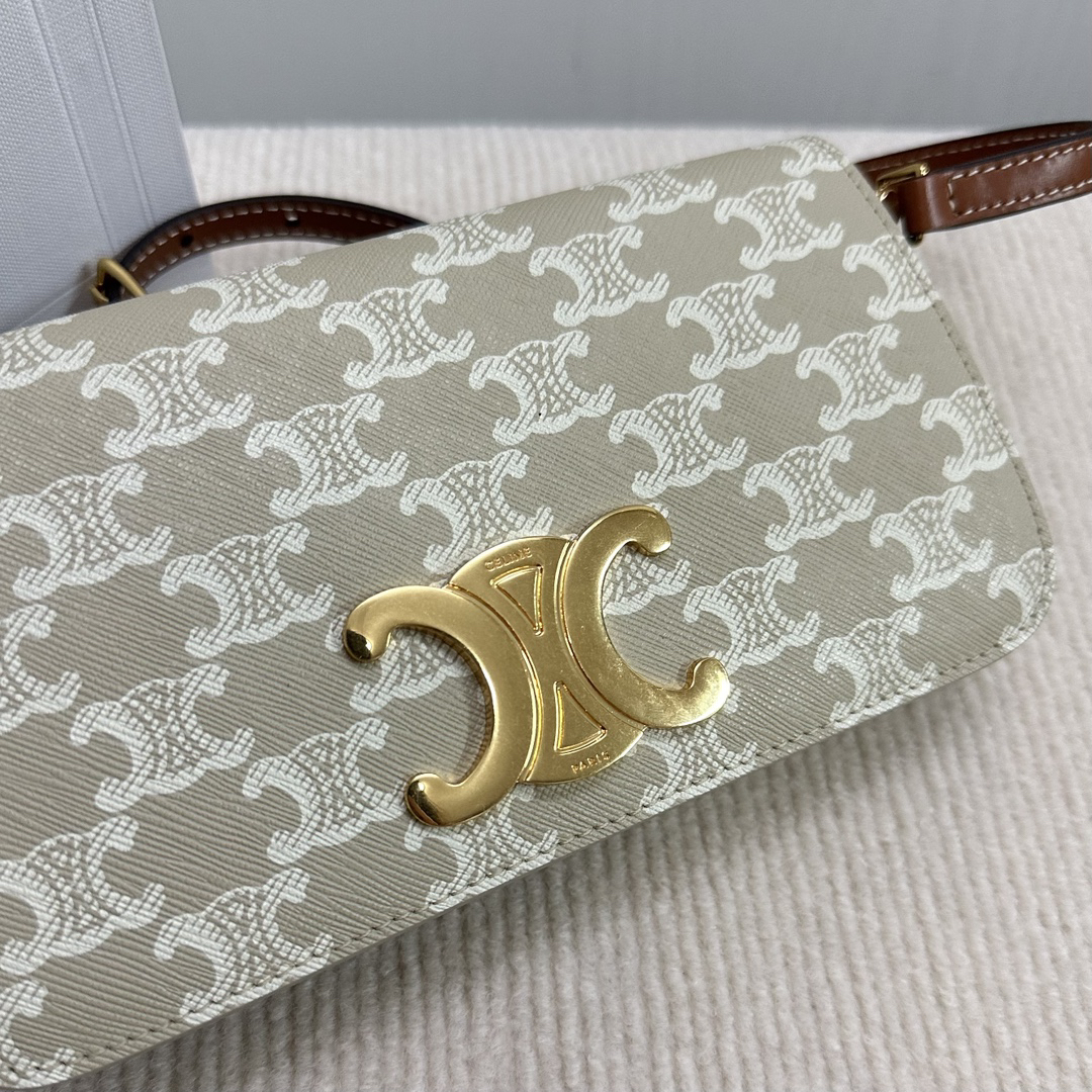 Celine Triomphe Canvas Crinkled Calf Bag