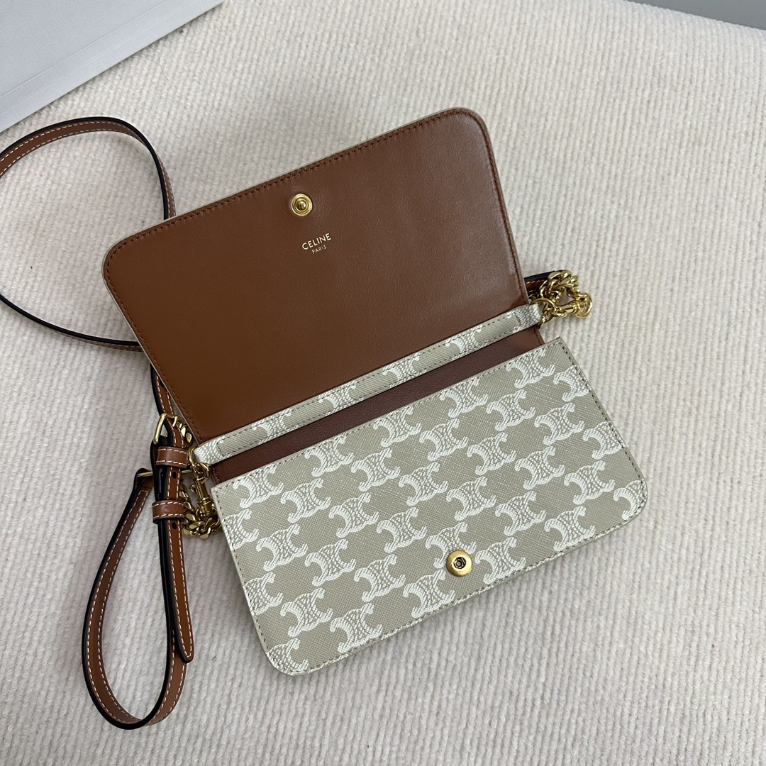 Celine Triomphe Canvas Crinkled Calf Bag