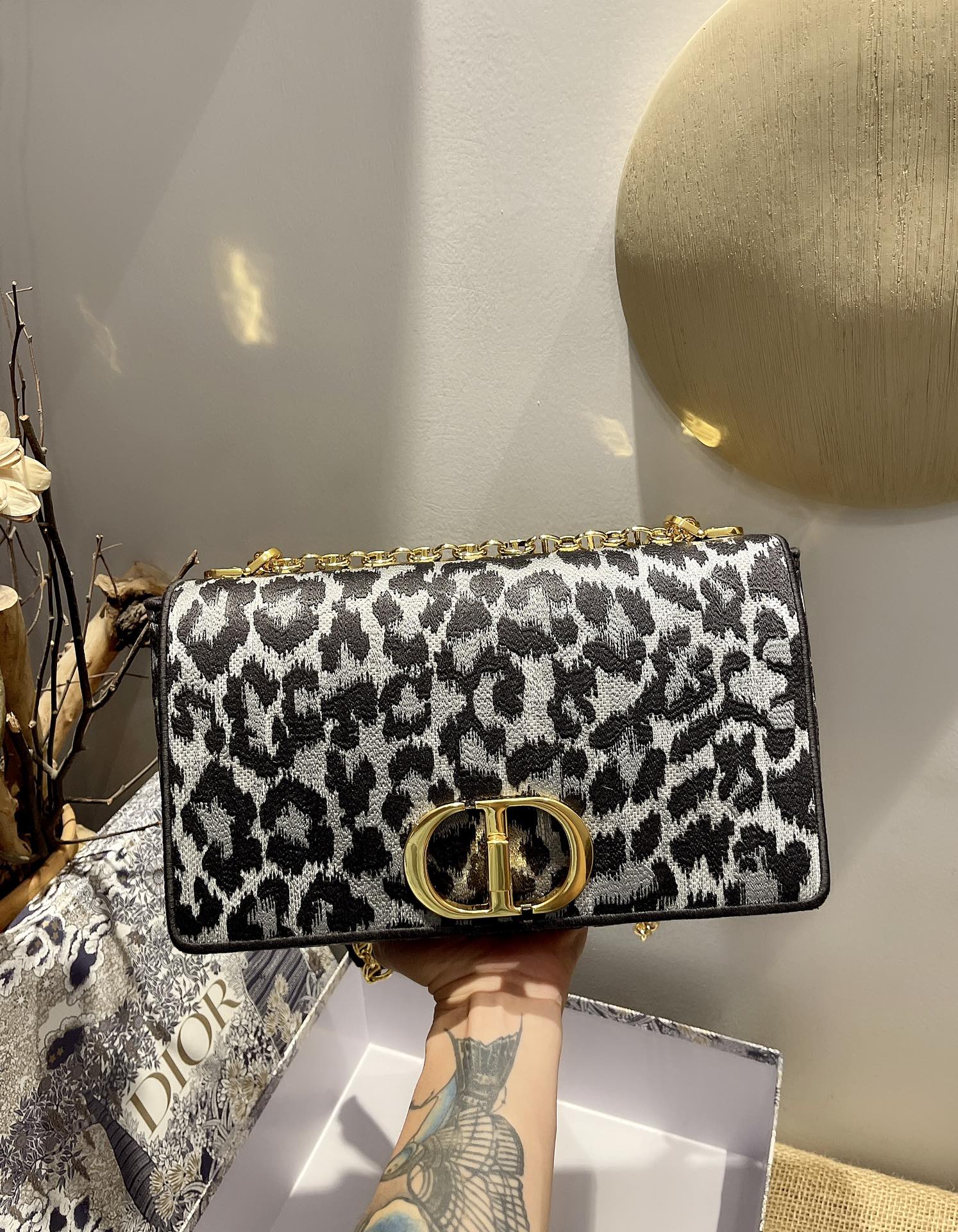 Dior Black Panther Motif Montaigne Bag