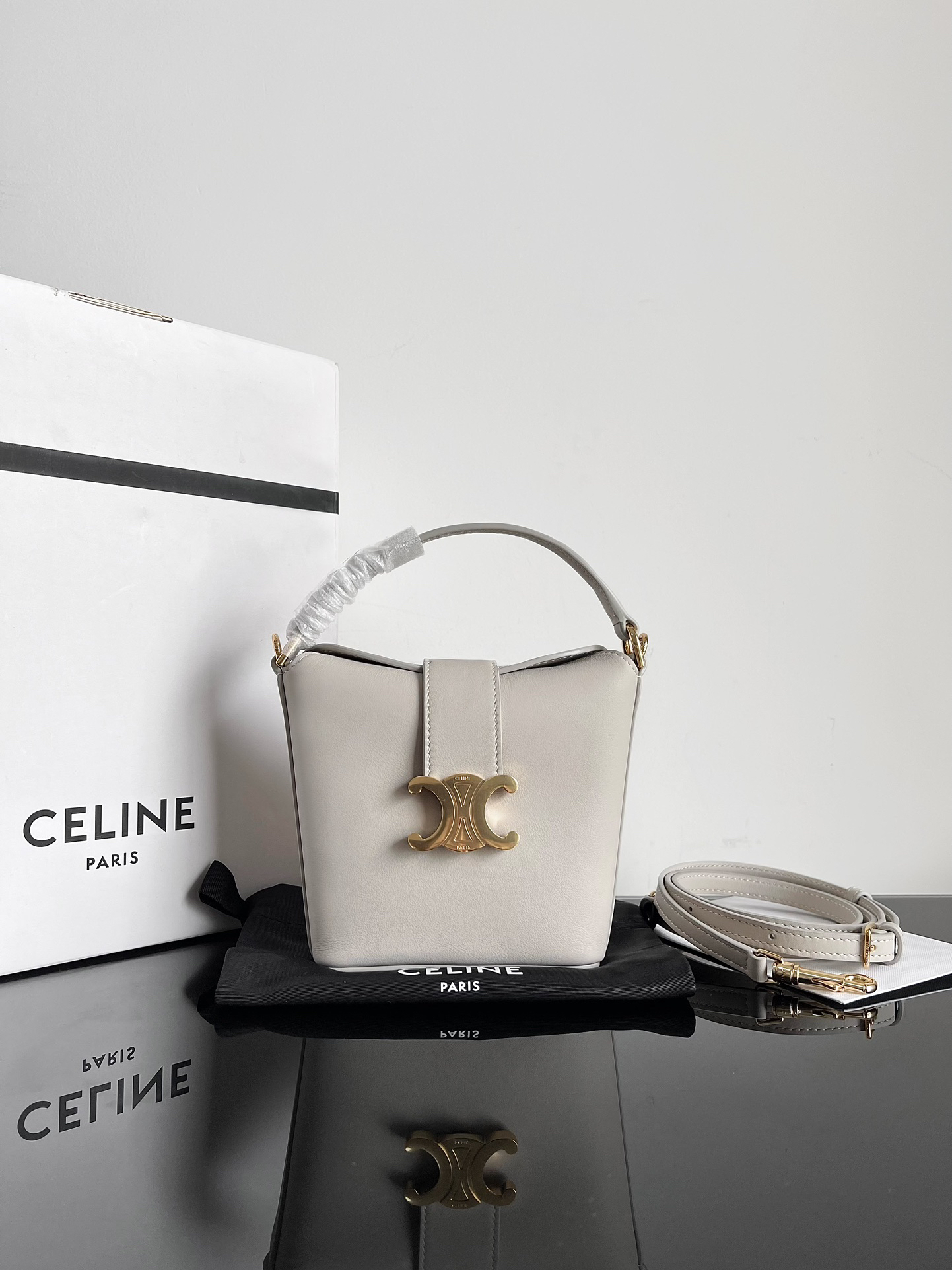 Celine Triomphe Mini Smooth Calfskin Bucket Bag