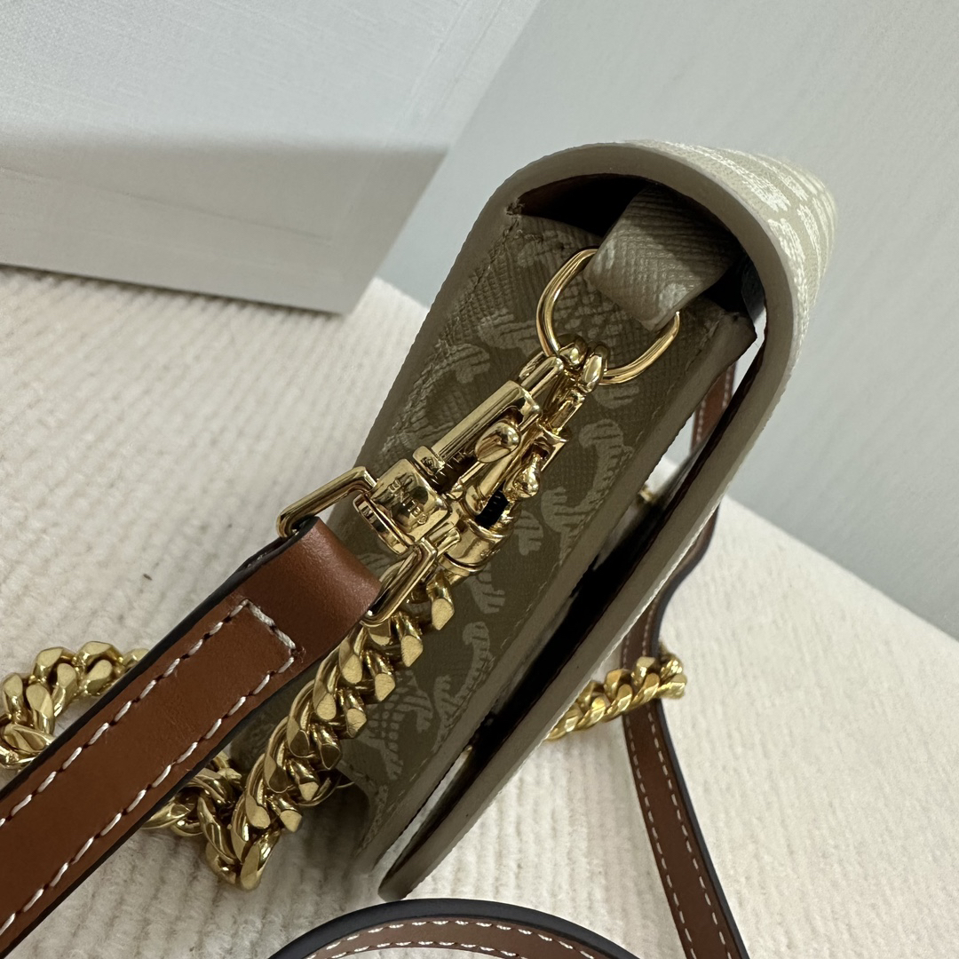 Celine Triomphe Canvas Crinkled Calf Bag