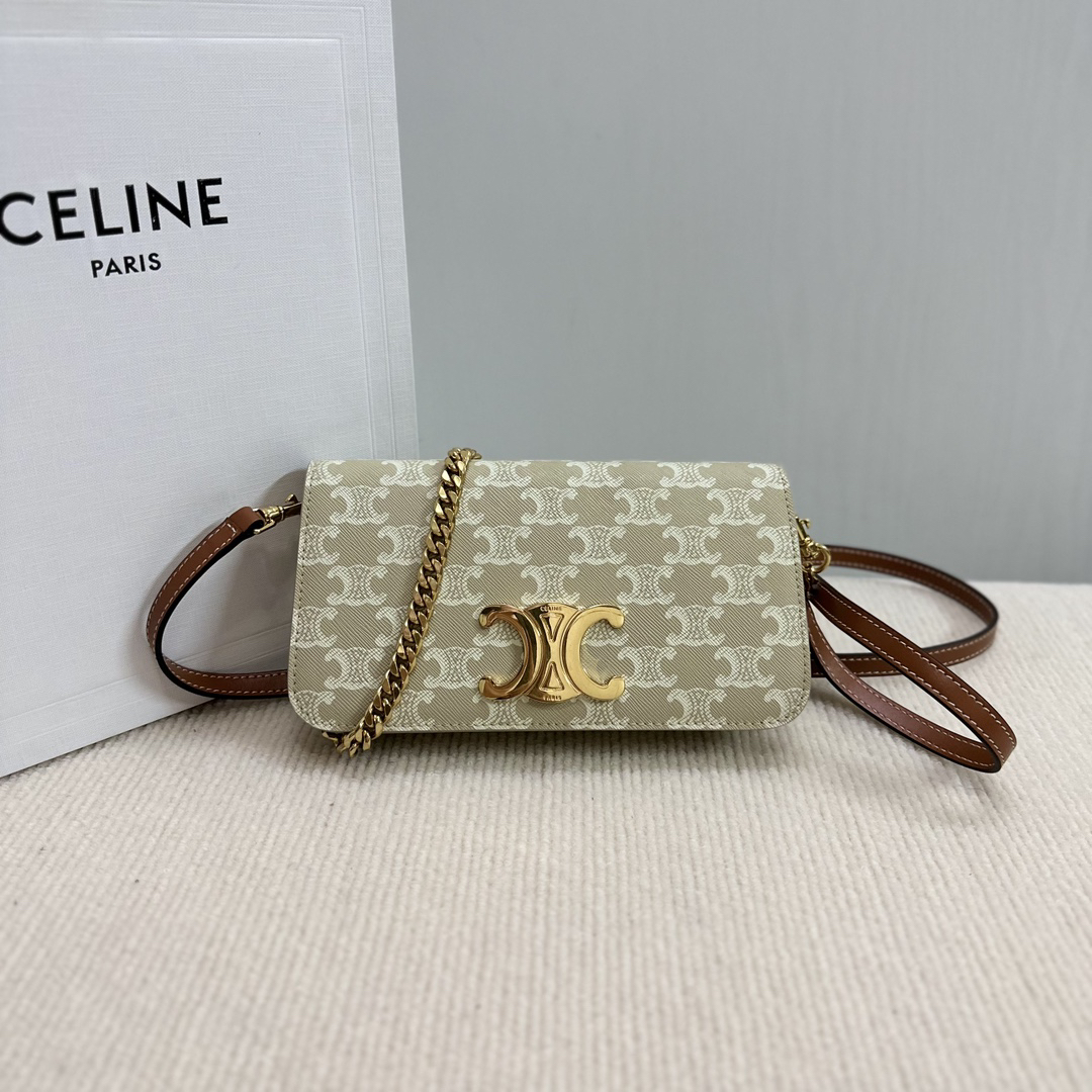 Celine Triomphe Canvas Crinkled Calf Bag