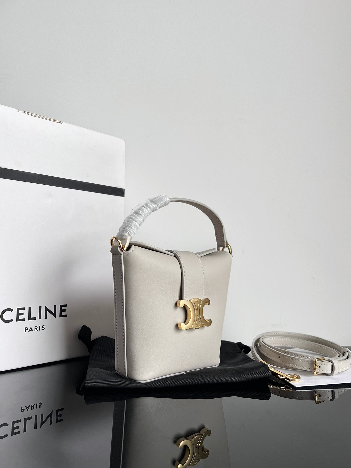 Celine Triomphe Mini Smooth Calfskin Bucket Bag