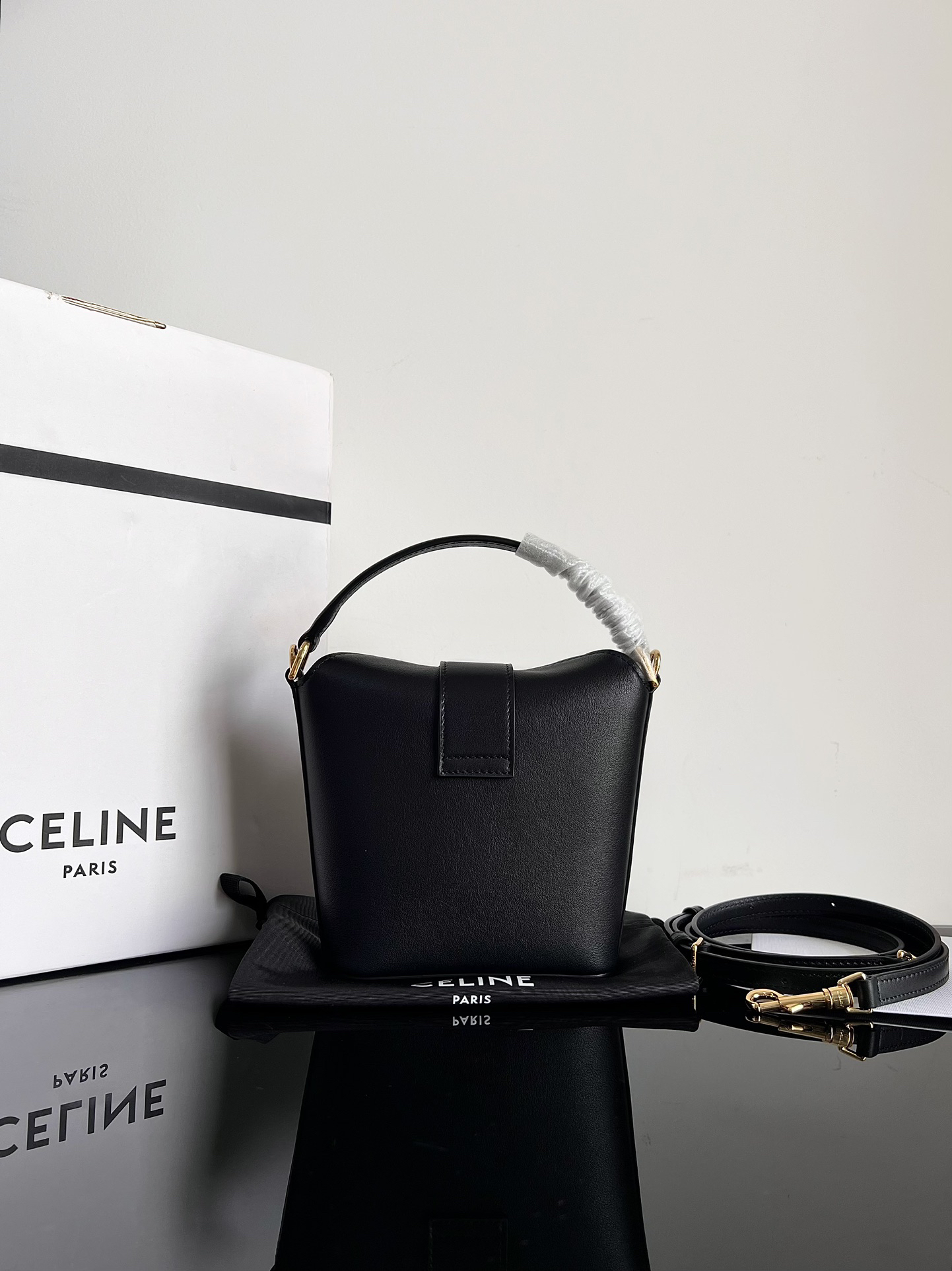 Celine Triomphe Mini Smooth Calfskin Bucket Bag