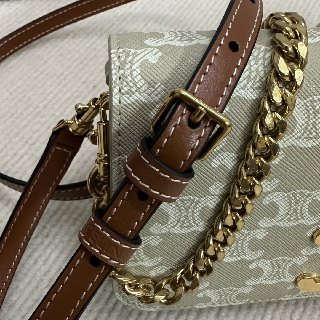 Celine Triomphe Canvas Crinkled Calf Bag