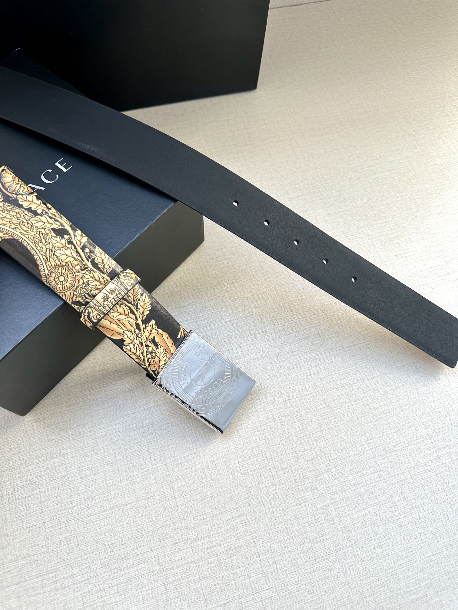 Versace Medusa Calfskin Leather Belt