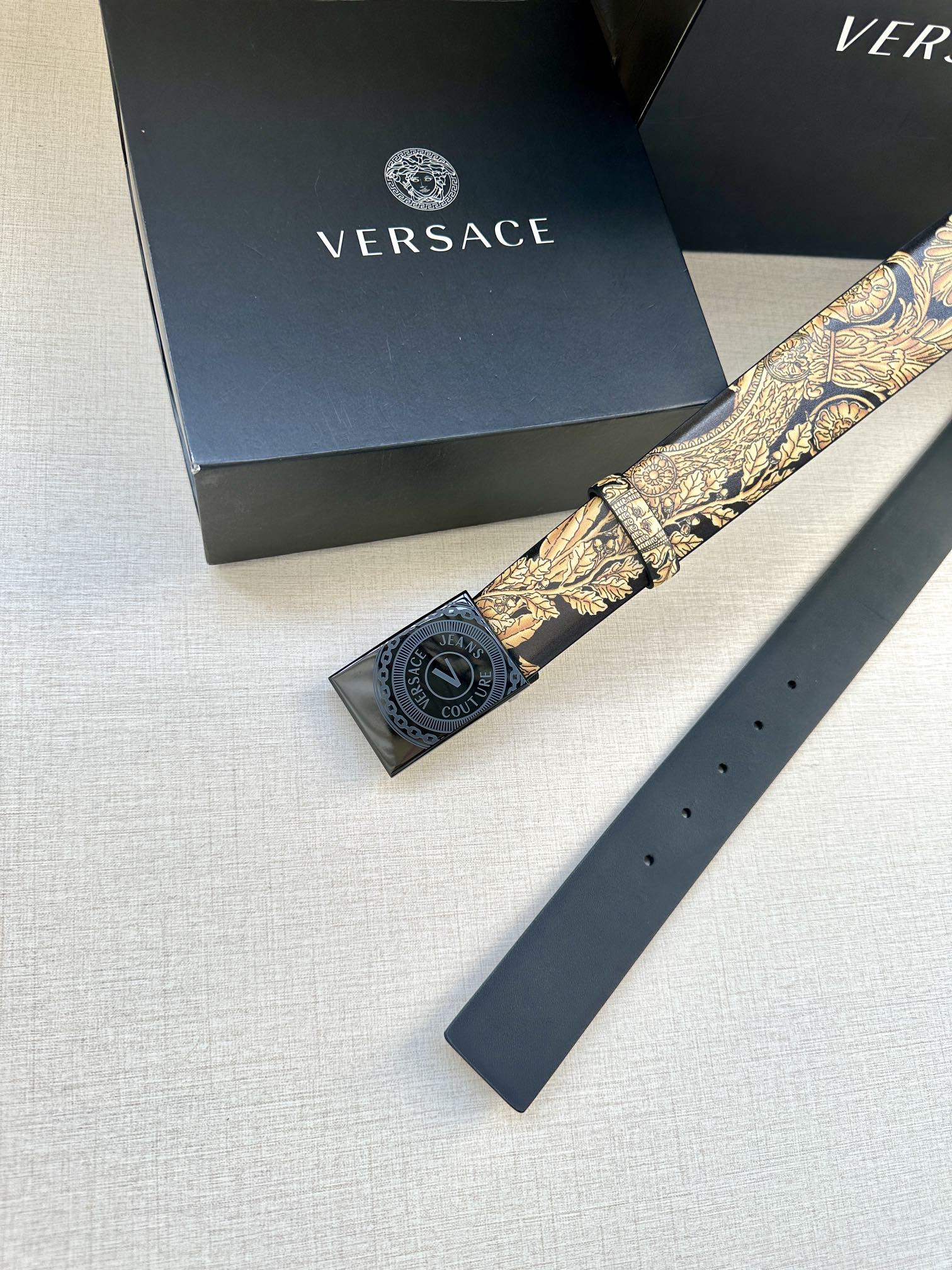 Versace Medusa Calfskin Leather Belt