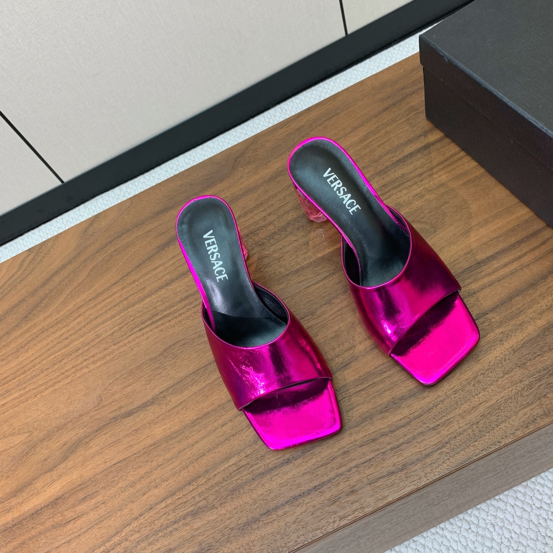 Versace Crystal Heeled Slippers