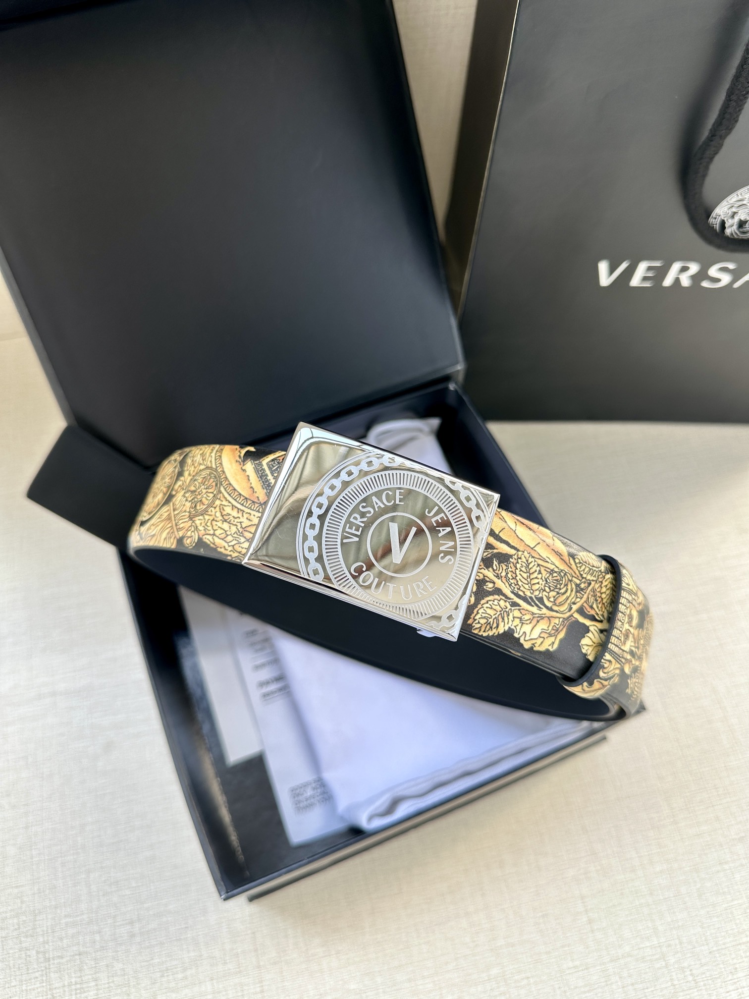 Versace Medusa Calfskin Leather Belt
