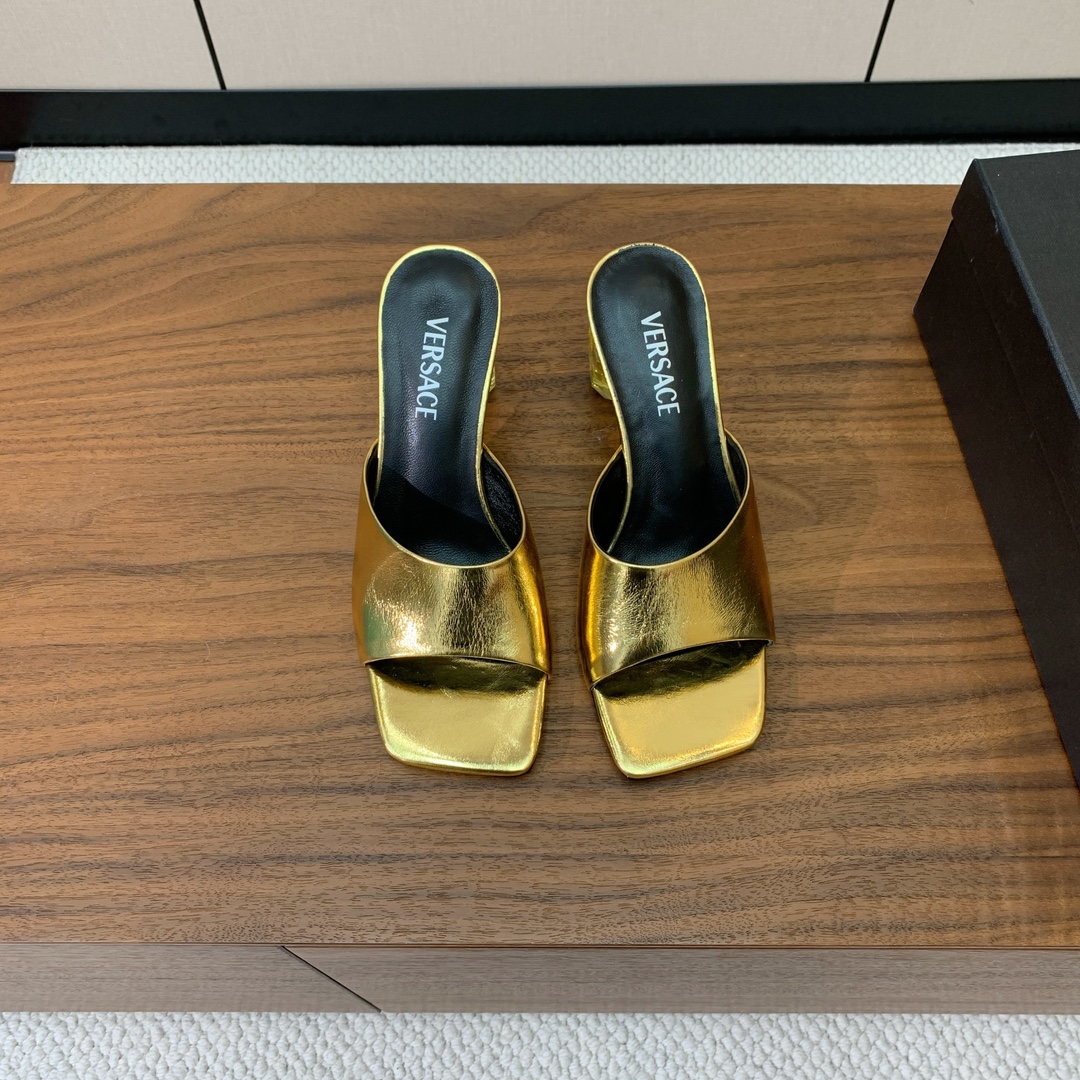 Versace Crystal Heeled Slippers