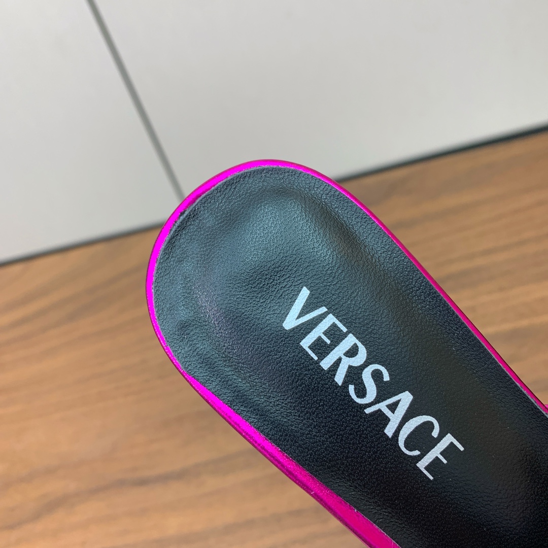 Versace Crystal Heeled Slippers