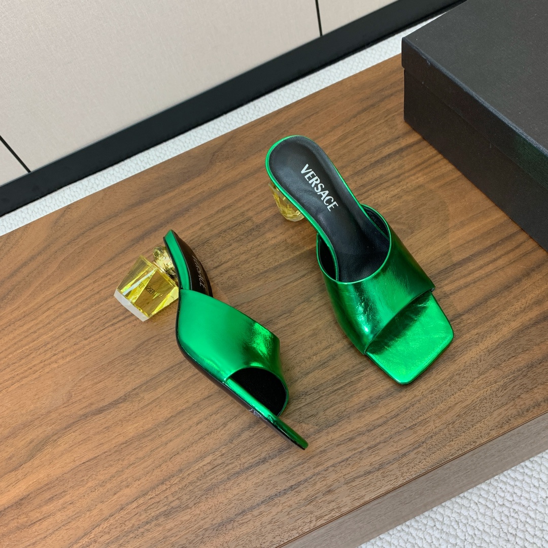 Versace Crystal Heeled Slippers
