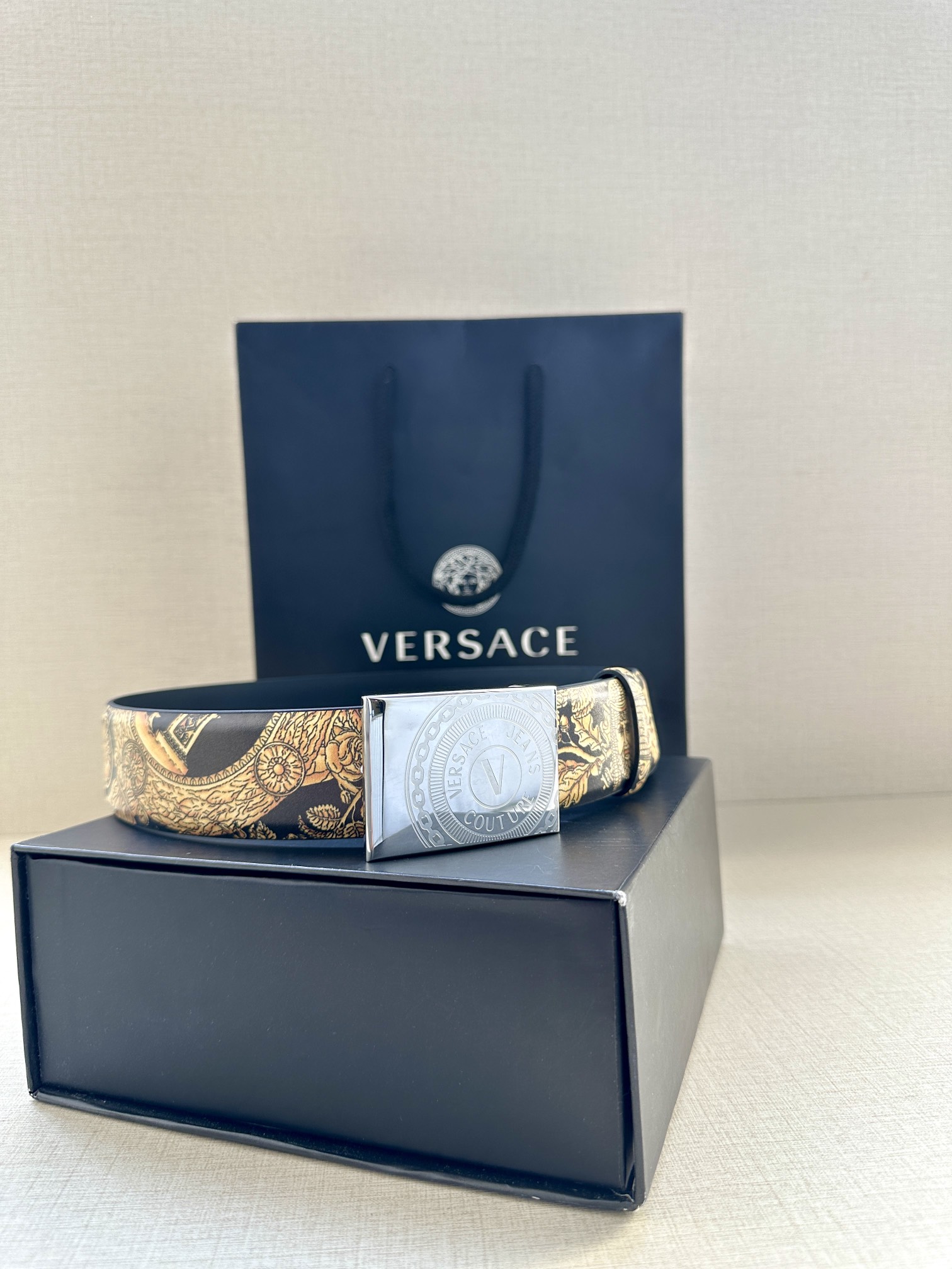 Versace Medusa Calfskin Leather Belt