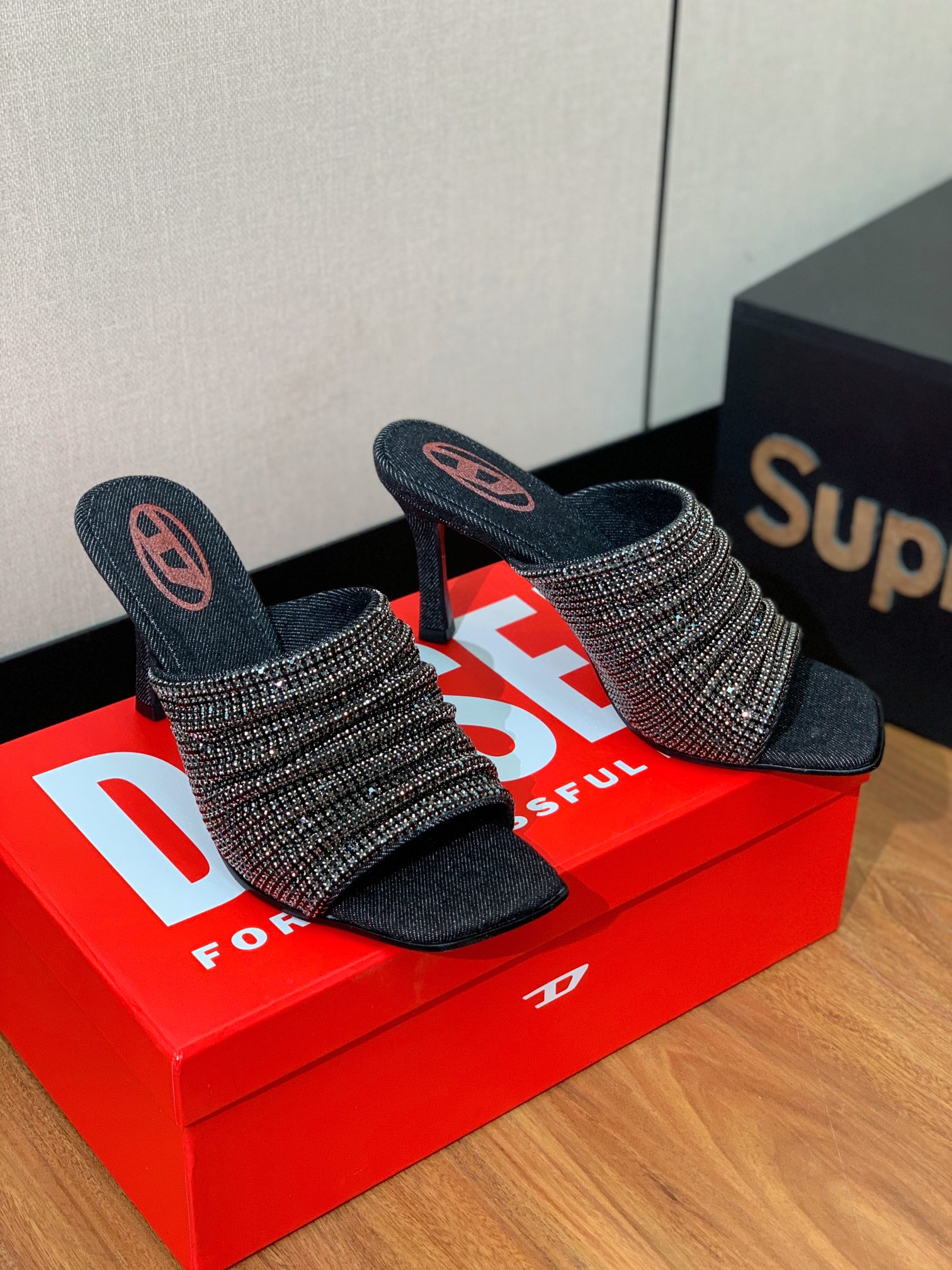 Diesel Rhinestone High-Heel Sandals