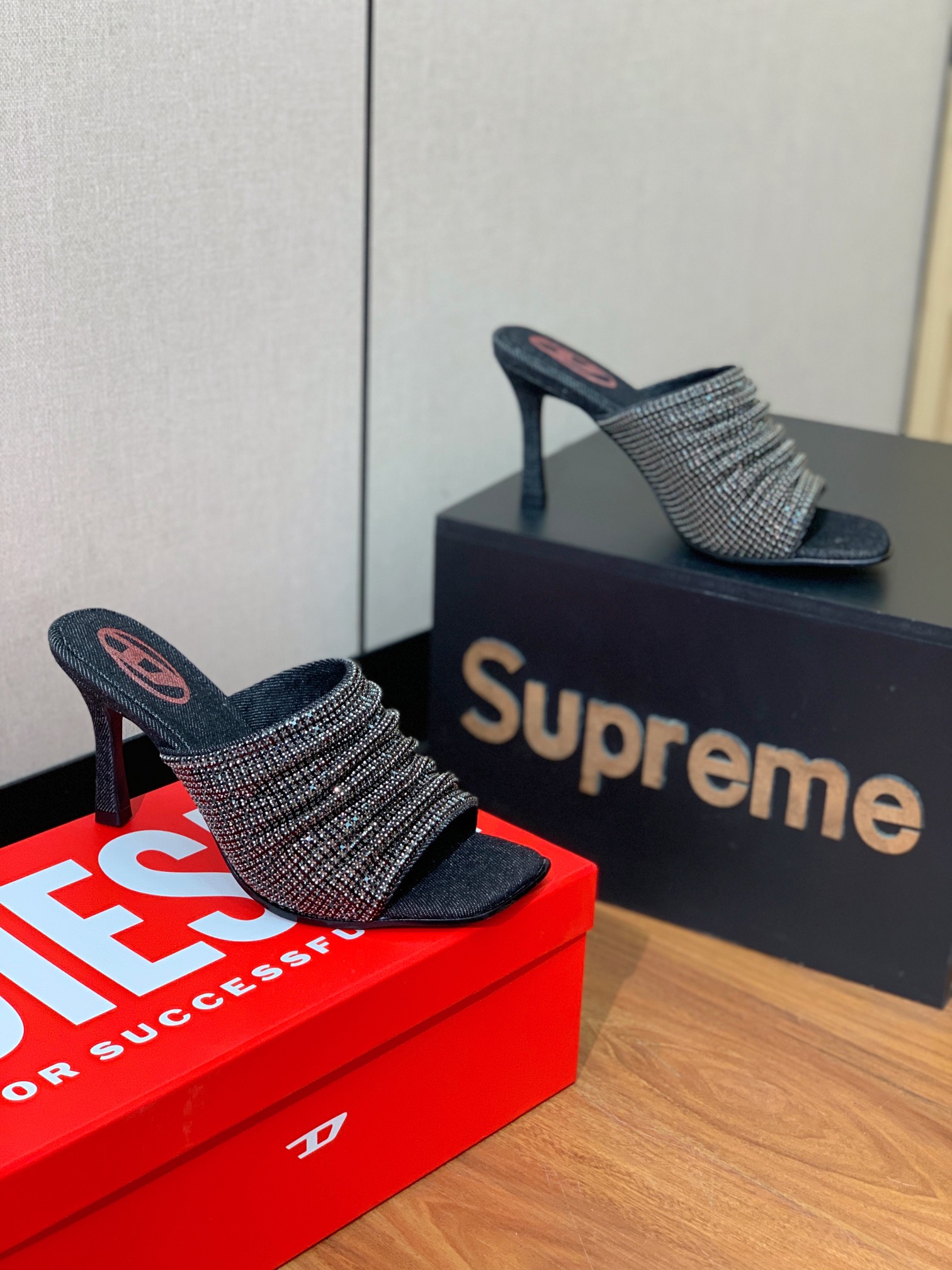 Diesel Rhinestone High-Heel Sandals