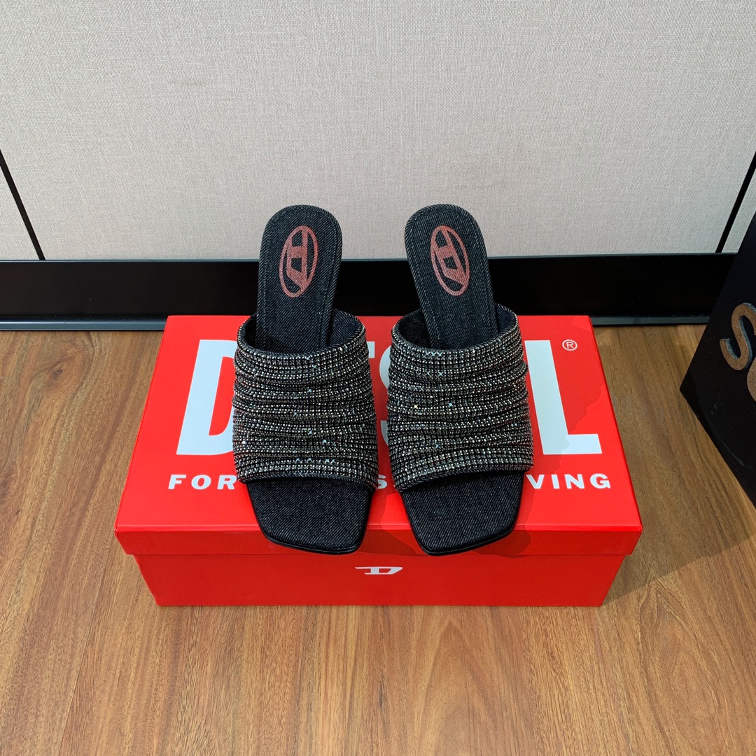 Diesel Rhinestone High-Heel Sandals