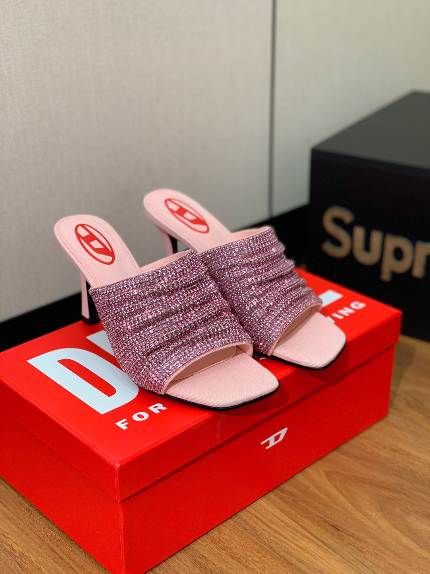 Diesel Rhinestone High-Heel Sandals