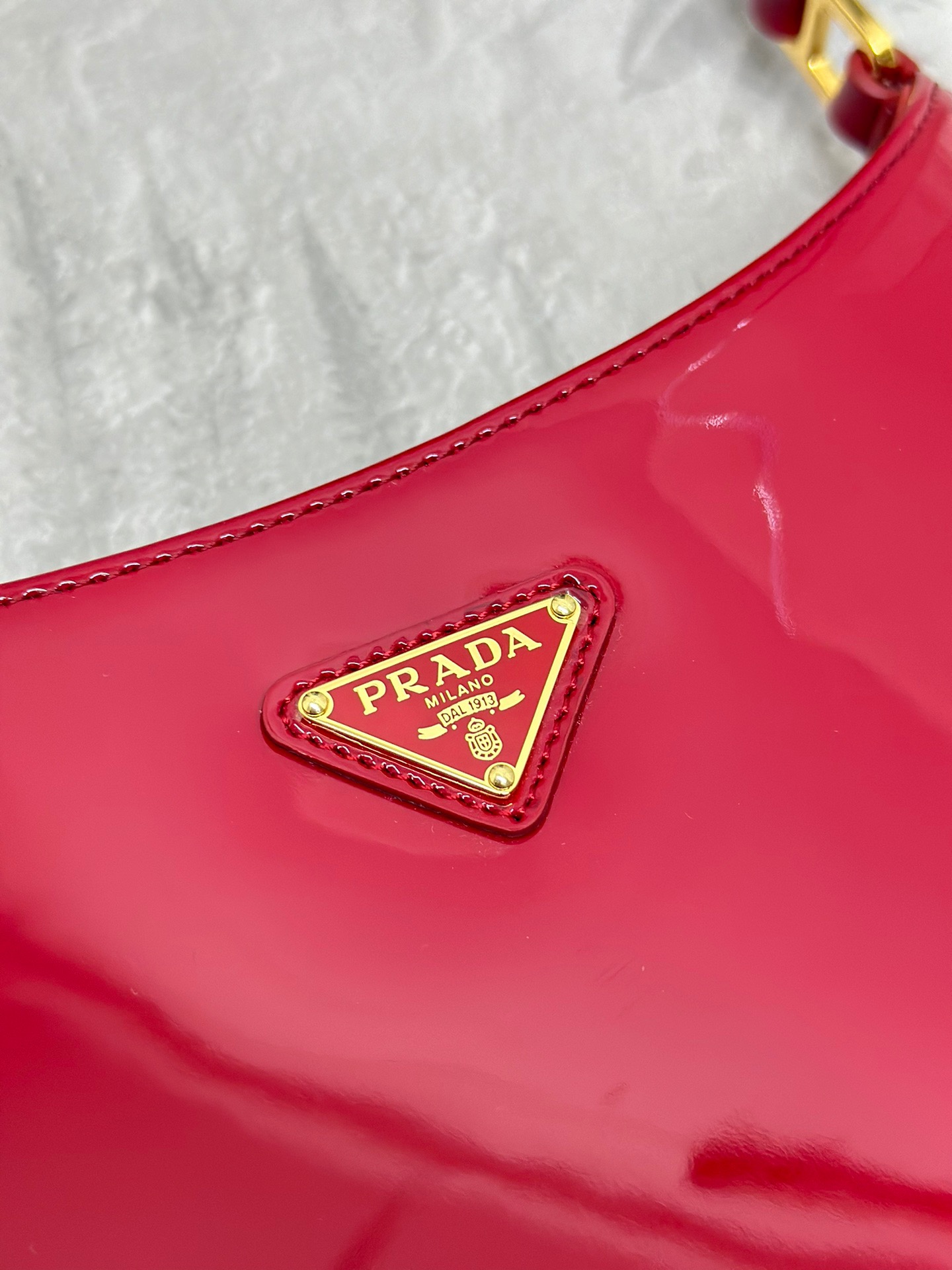 Prada Red Patent Leather Hobo Bag