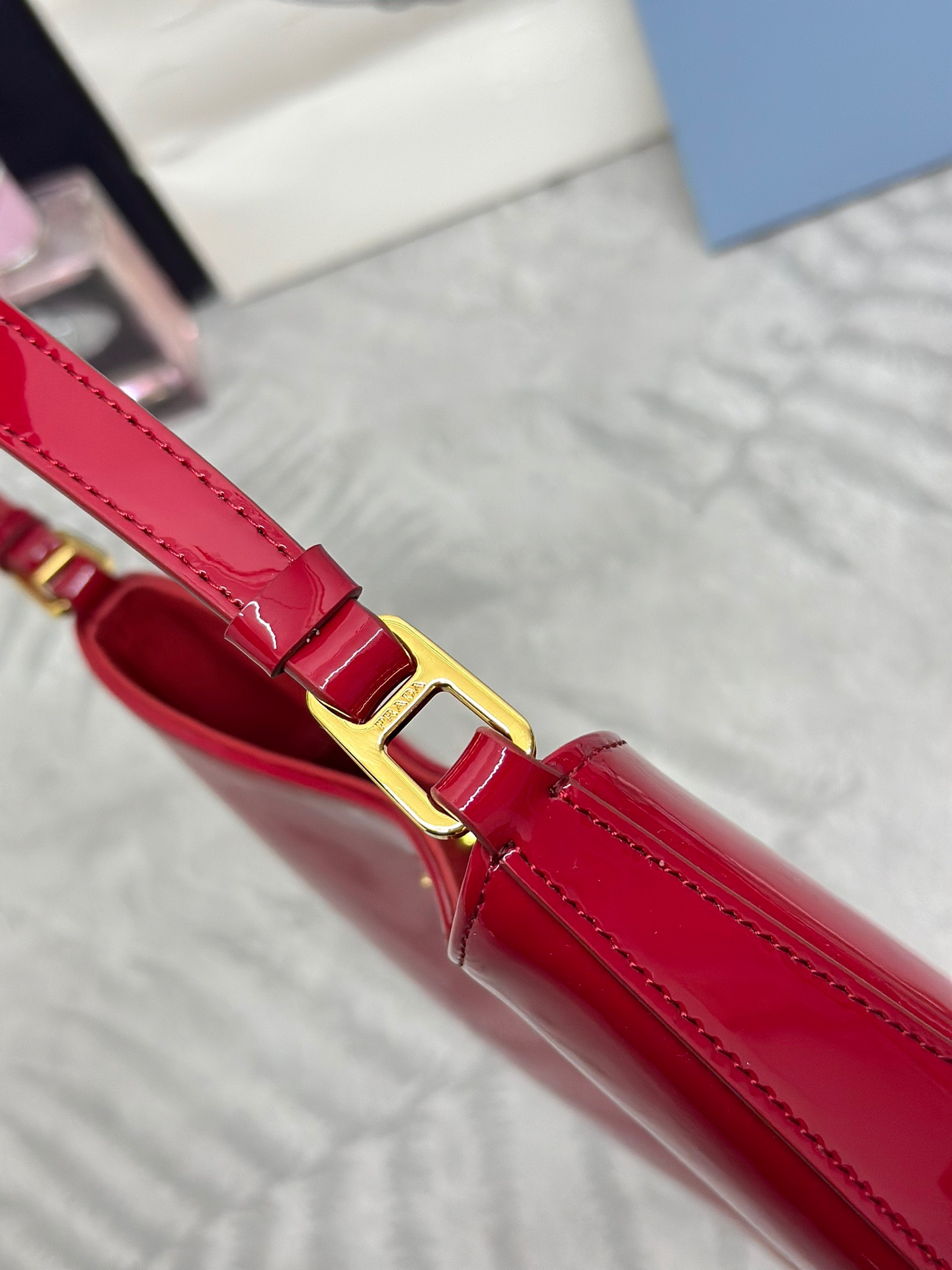 Prada Red Patent Leather Hobo Bag