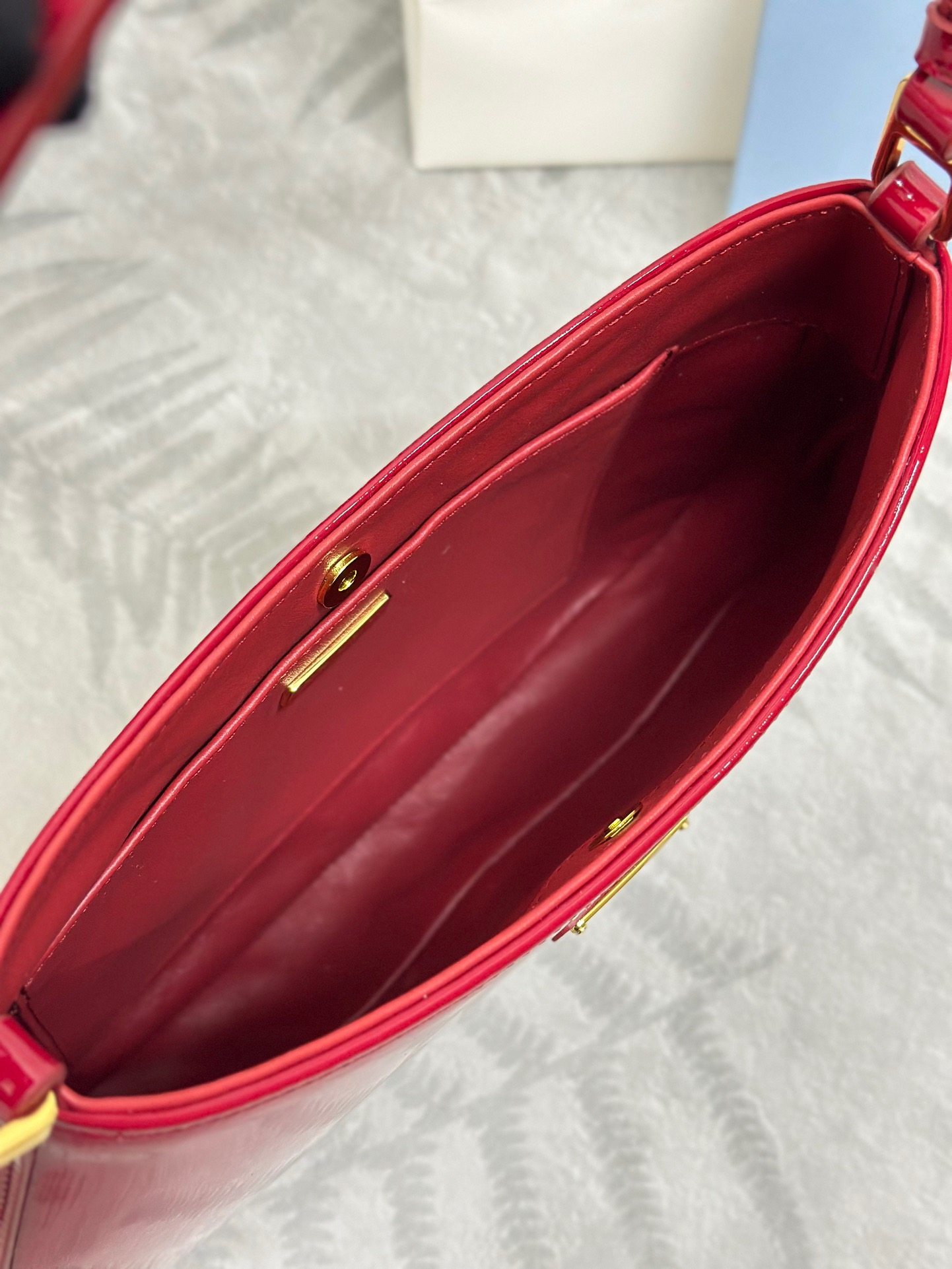 Prada Red Patent Leather Hobo Bag