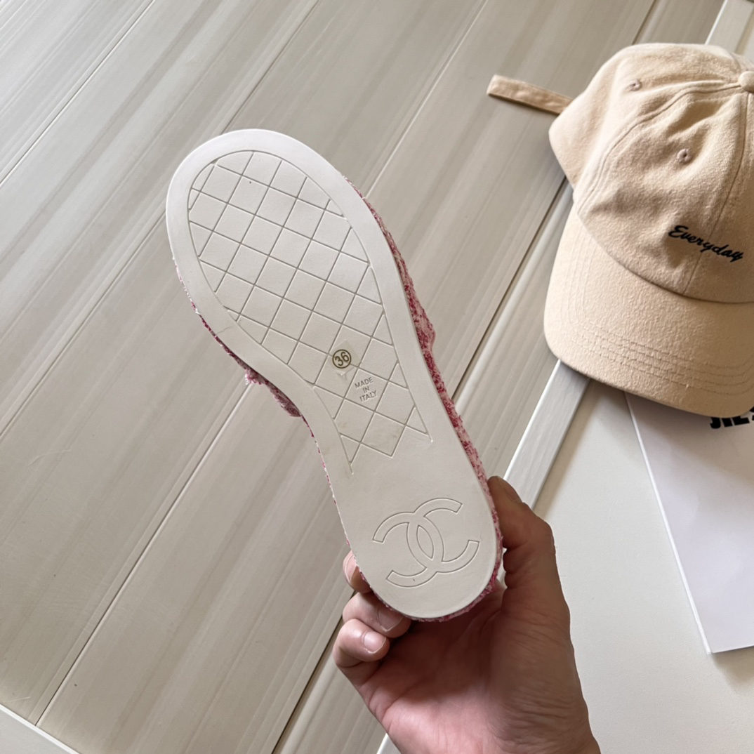 Chanel Embroidered Thick-Soled Slippers