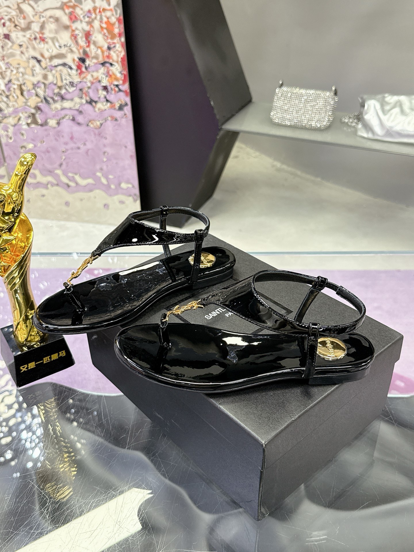 Saint Laurent YSL Patent Leather Sandals