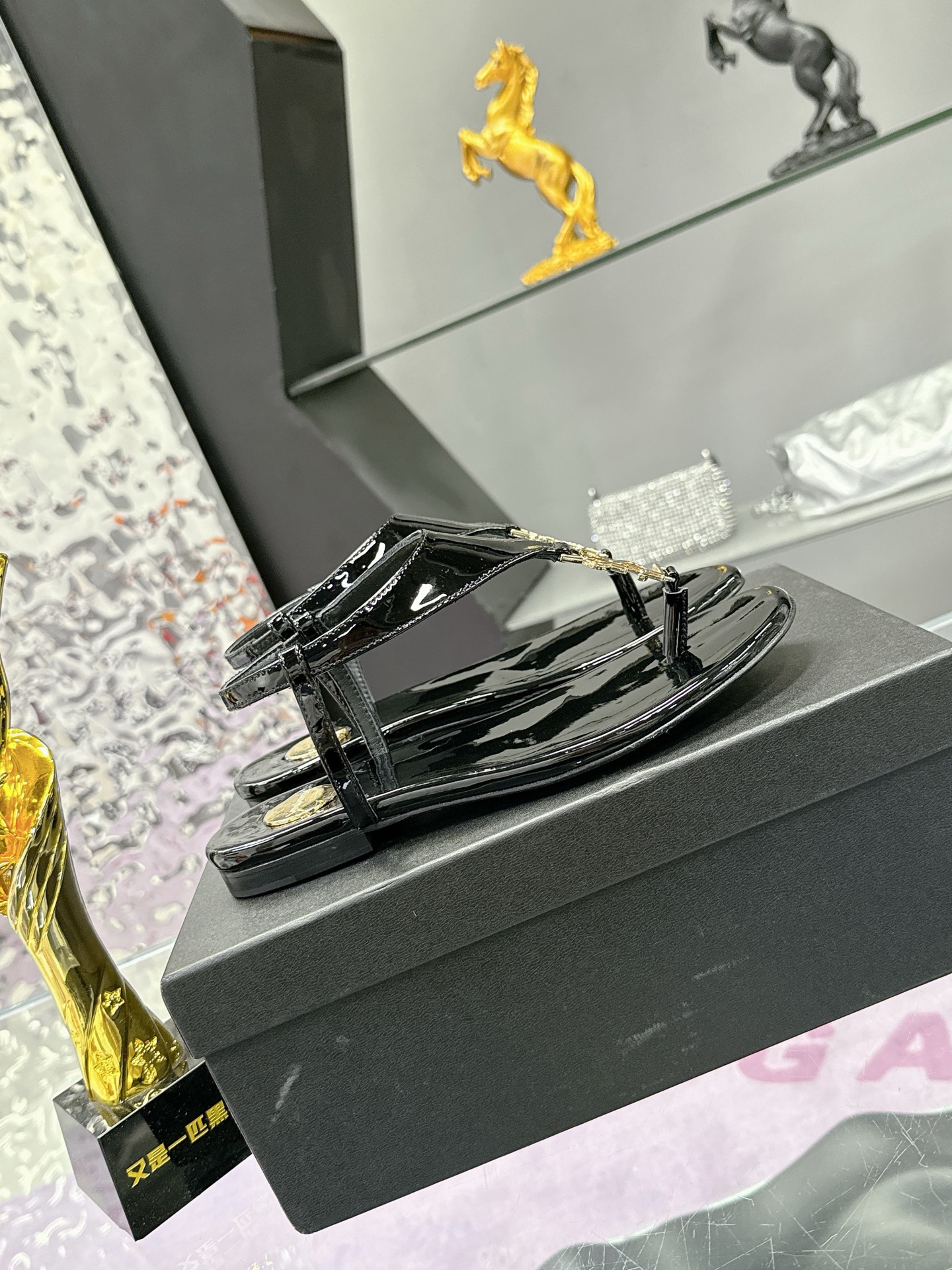 Saint Laurent YSL Patent Leather Sandals