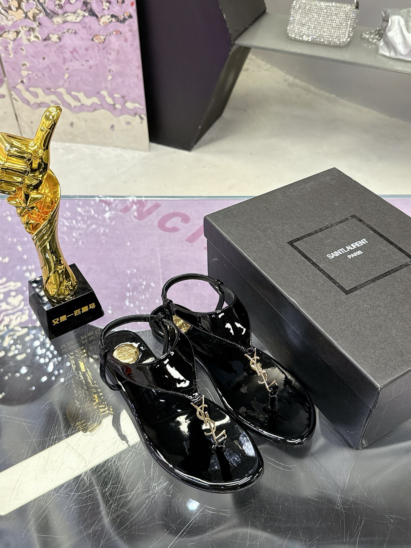 Saint Laurent YSL Patent Leather Sandals