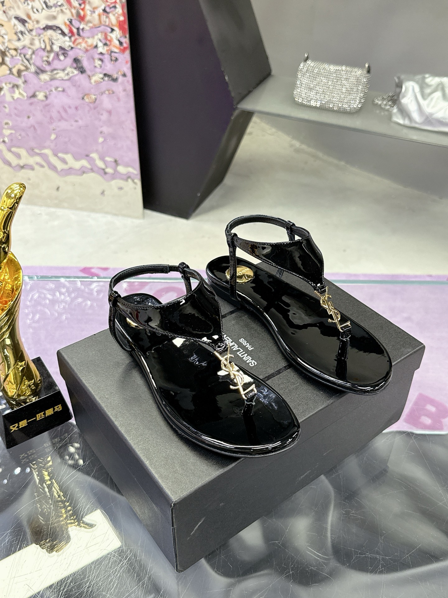 Saint Laurent YSL Patent Leather Sandals