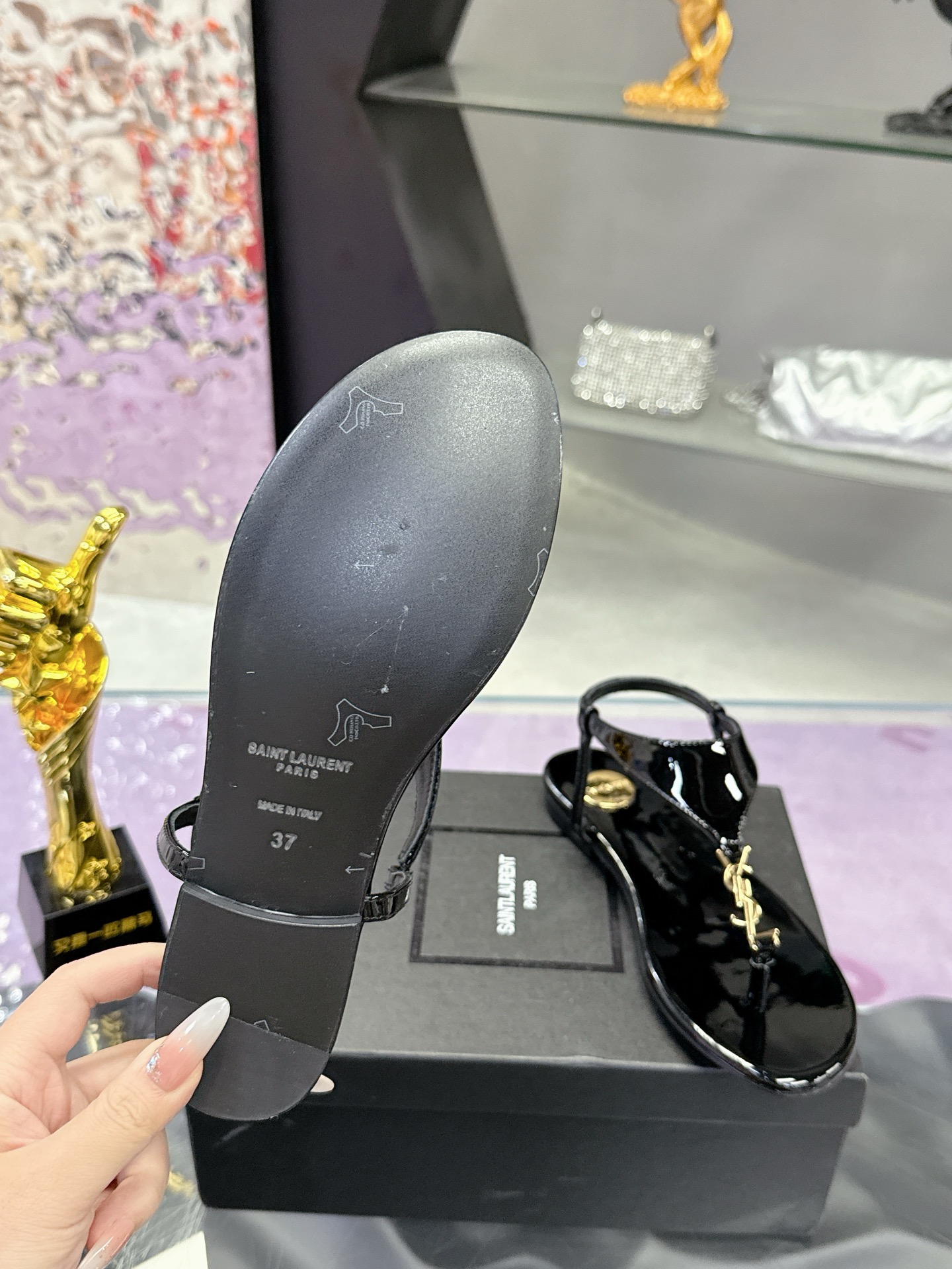 Saint Laurent YSL Patent Leather Sandals