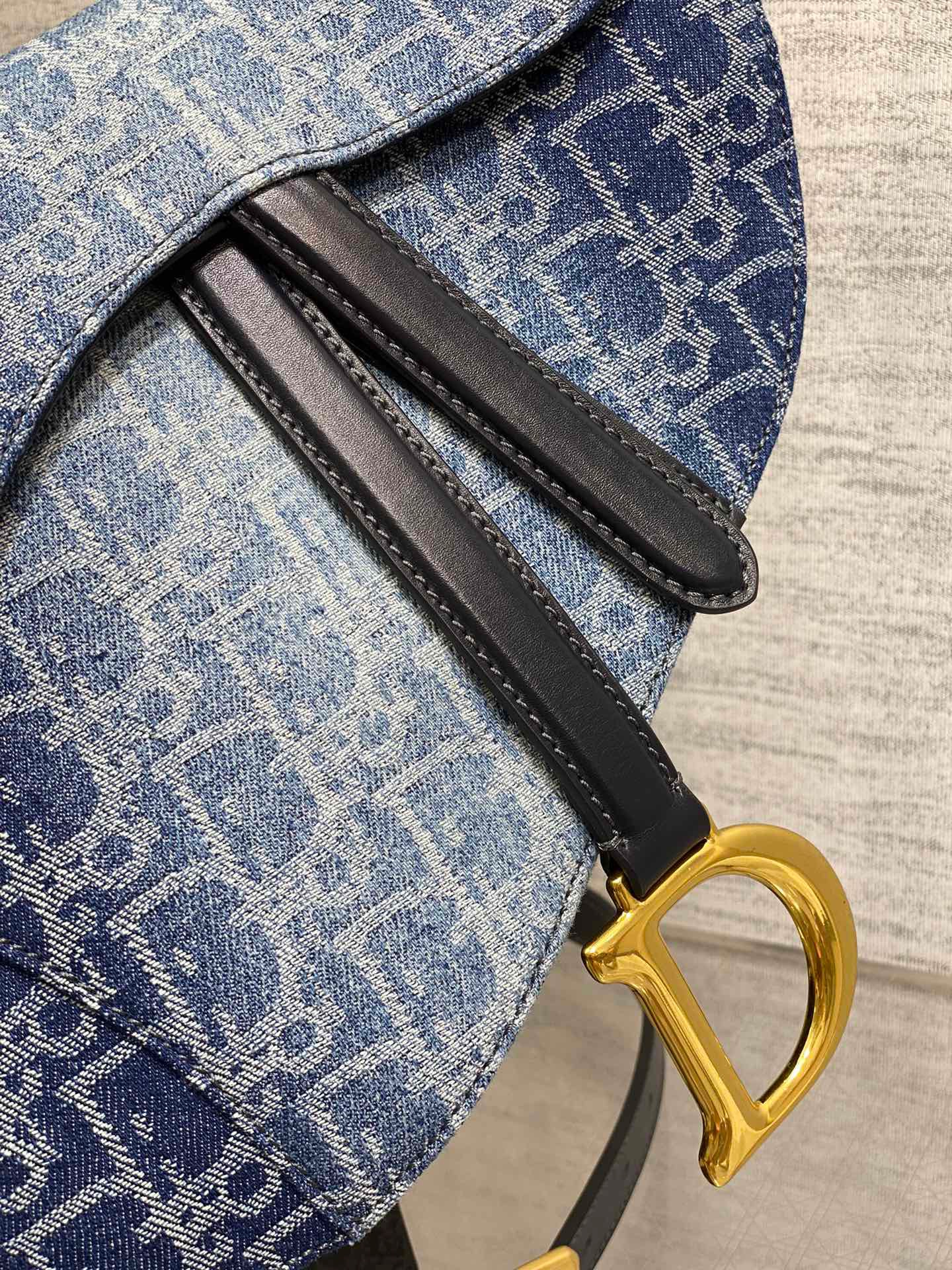 Dior Large Denim Oblique Sandle Bag