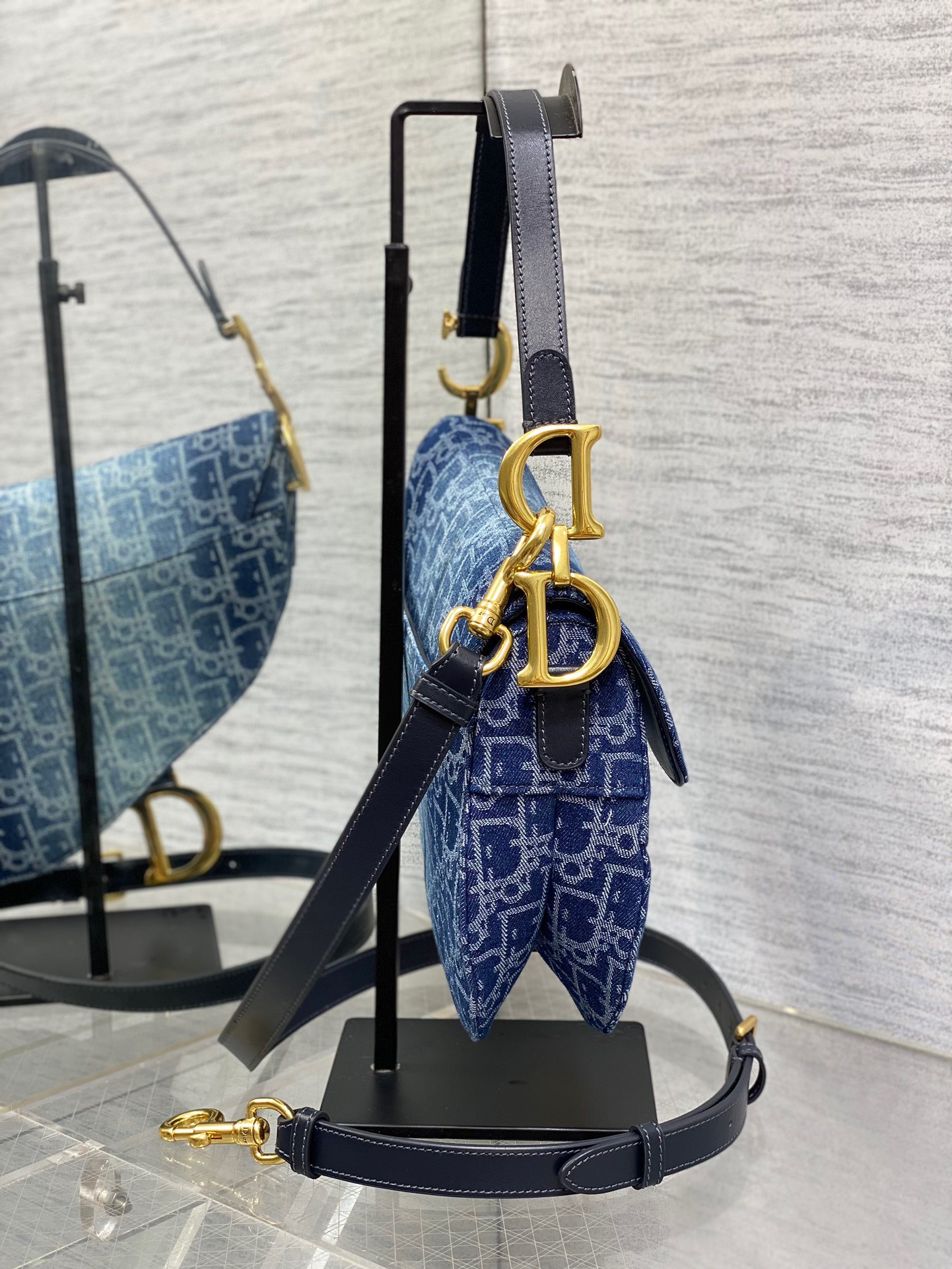 Dior Large Denim Oblique Sandle Bag