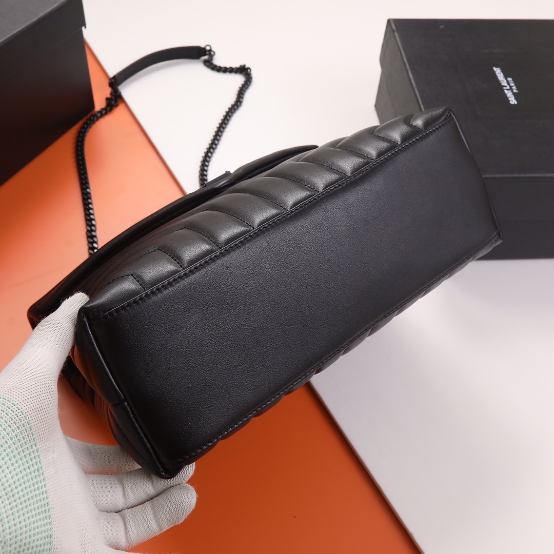 Saint Laurent YSL LOULOU Medium Black Calfskin Bag