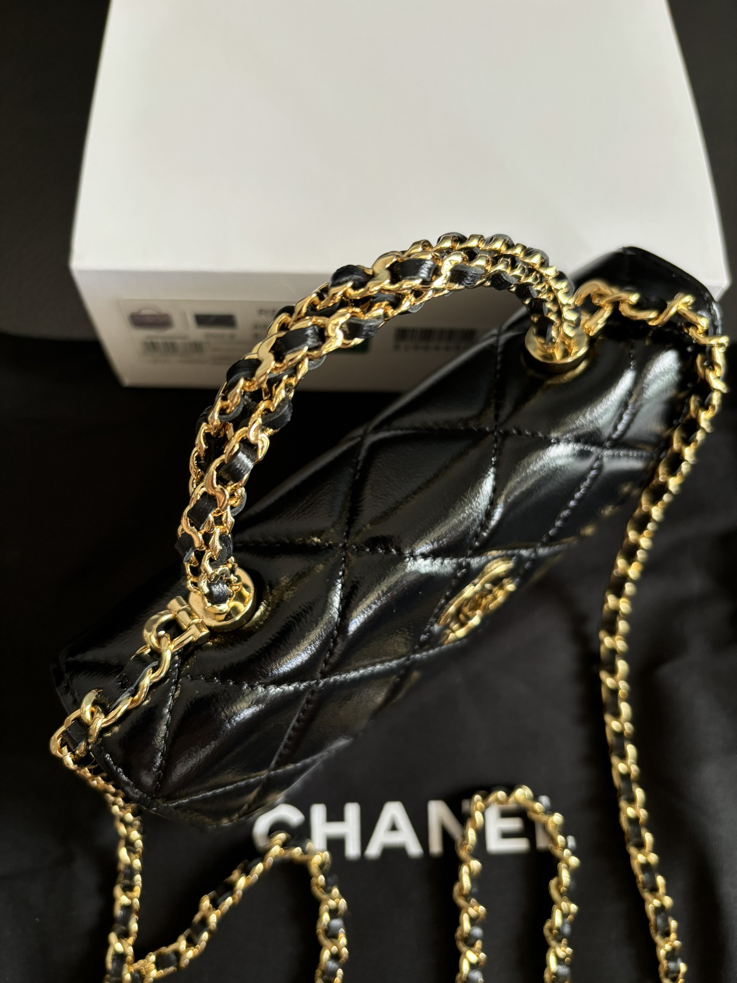 Chanel Classic Quilted Patent Leather Chain Bag