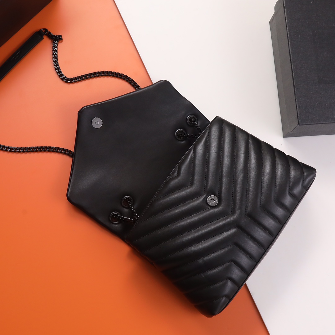 Saint Laurent YSL LOULOU Medium Black Calfskin Bag