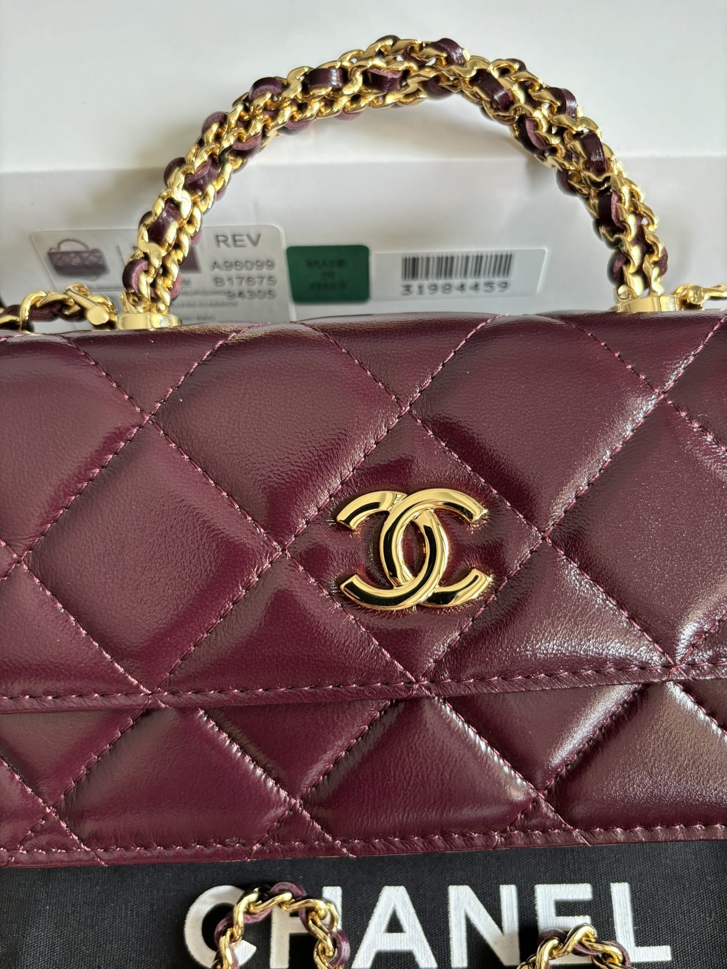 Chanel Classic Quilted Patent Leather Chain Bag