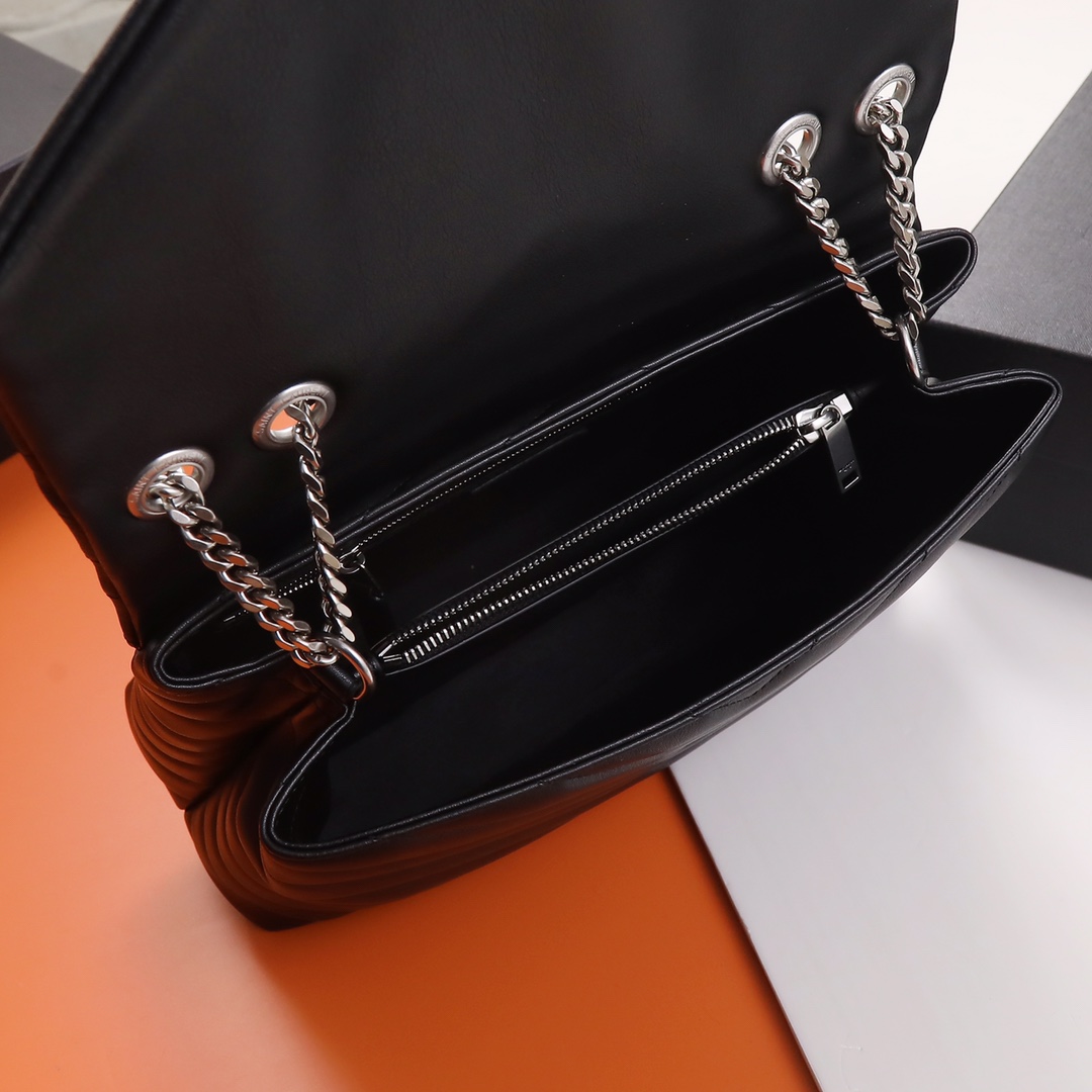 Saint Laurent YSL LOULOU Medium Black Calfskin Bag