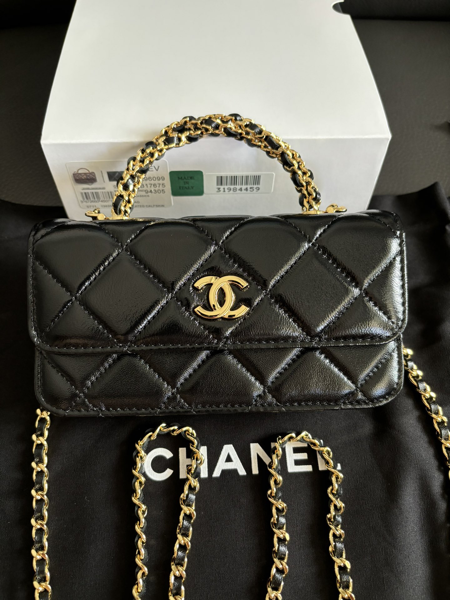 Chanel Classic Quilted Patent Leather Chain Bag