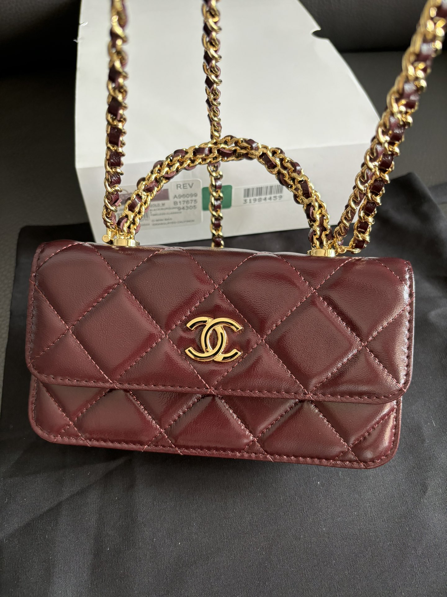 Chanel Classic Quilted Patent Leather Chain Bag