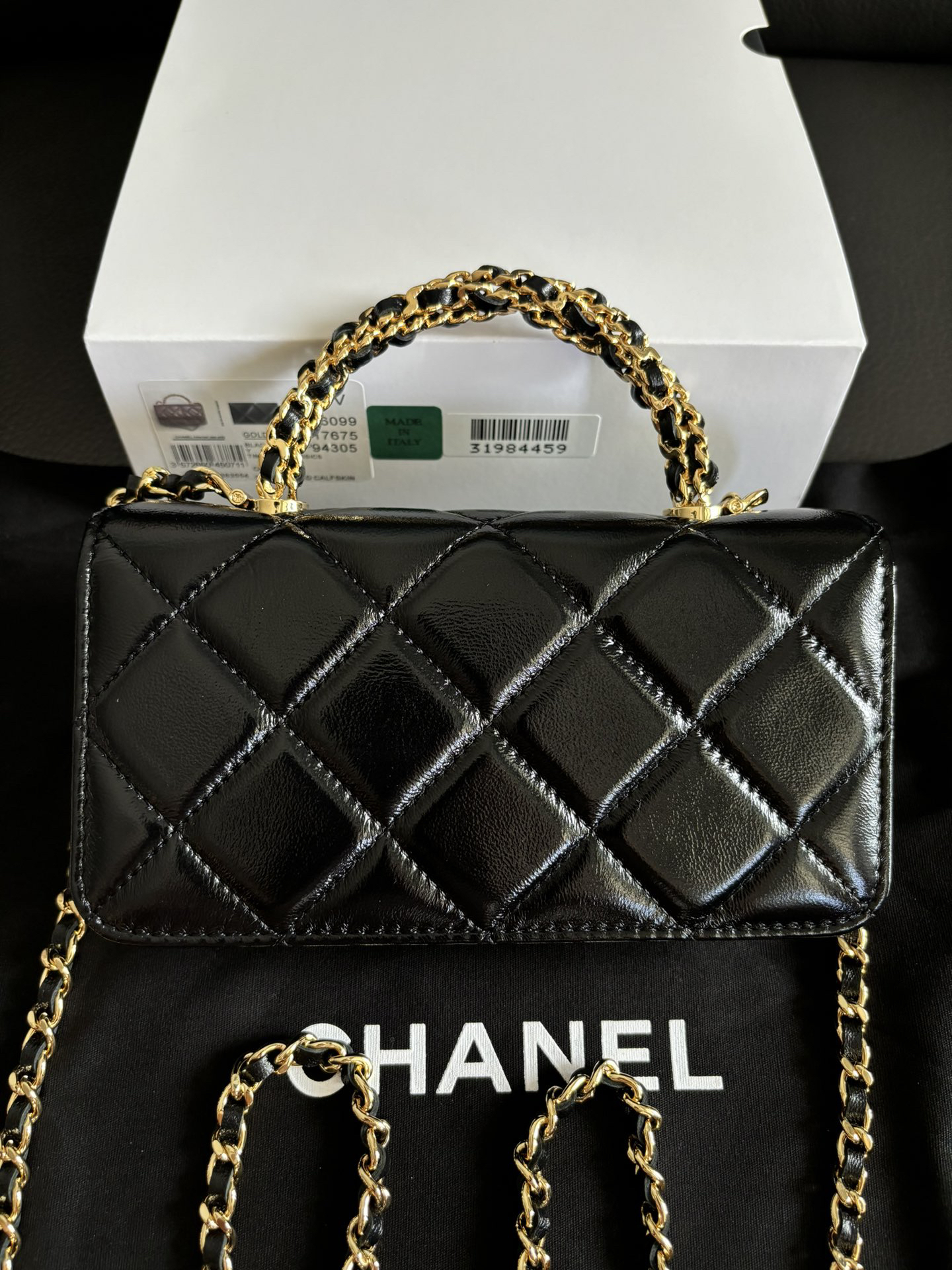 Chanel Classic Quilted Patent Leather Chain Bag