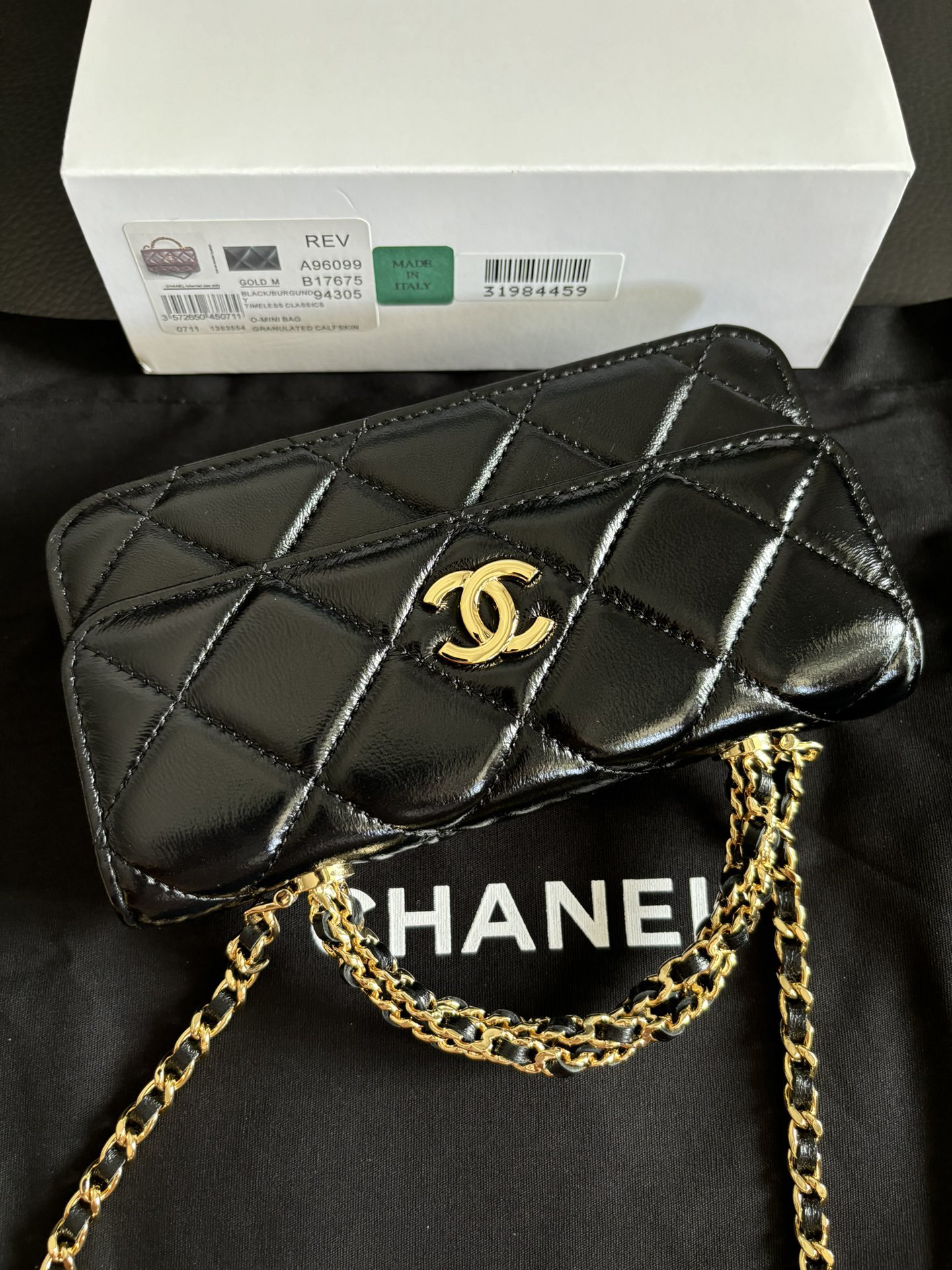 Chanel Classic Quilted Patent Leather Chain Bag