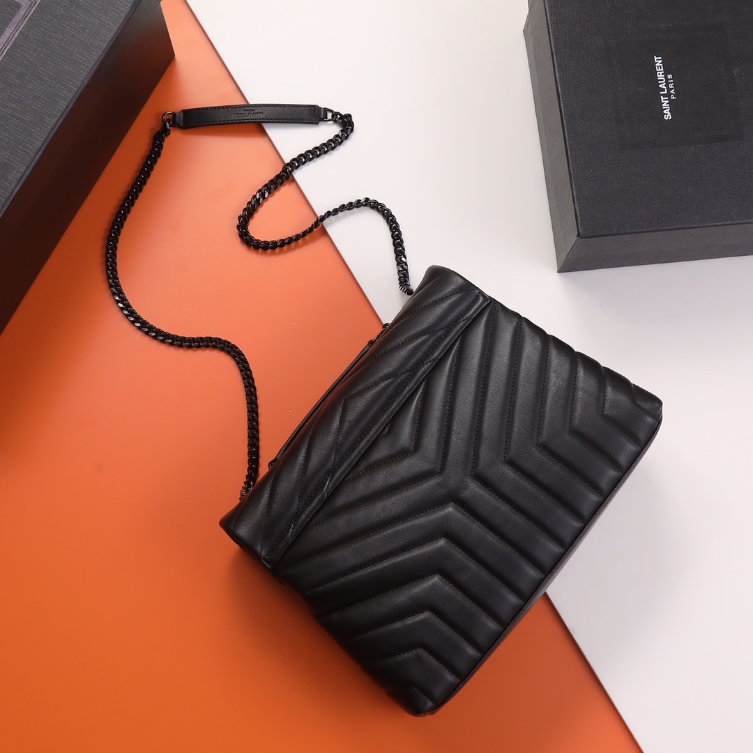 Saint Laurent YSL LOULOU Medium Black Calfskin Bag